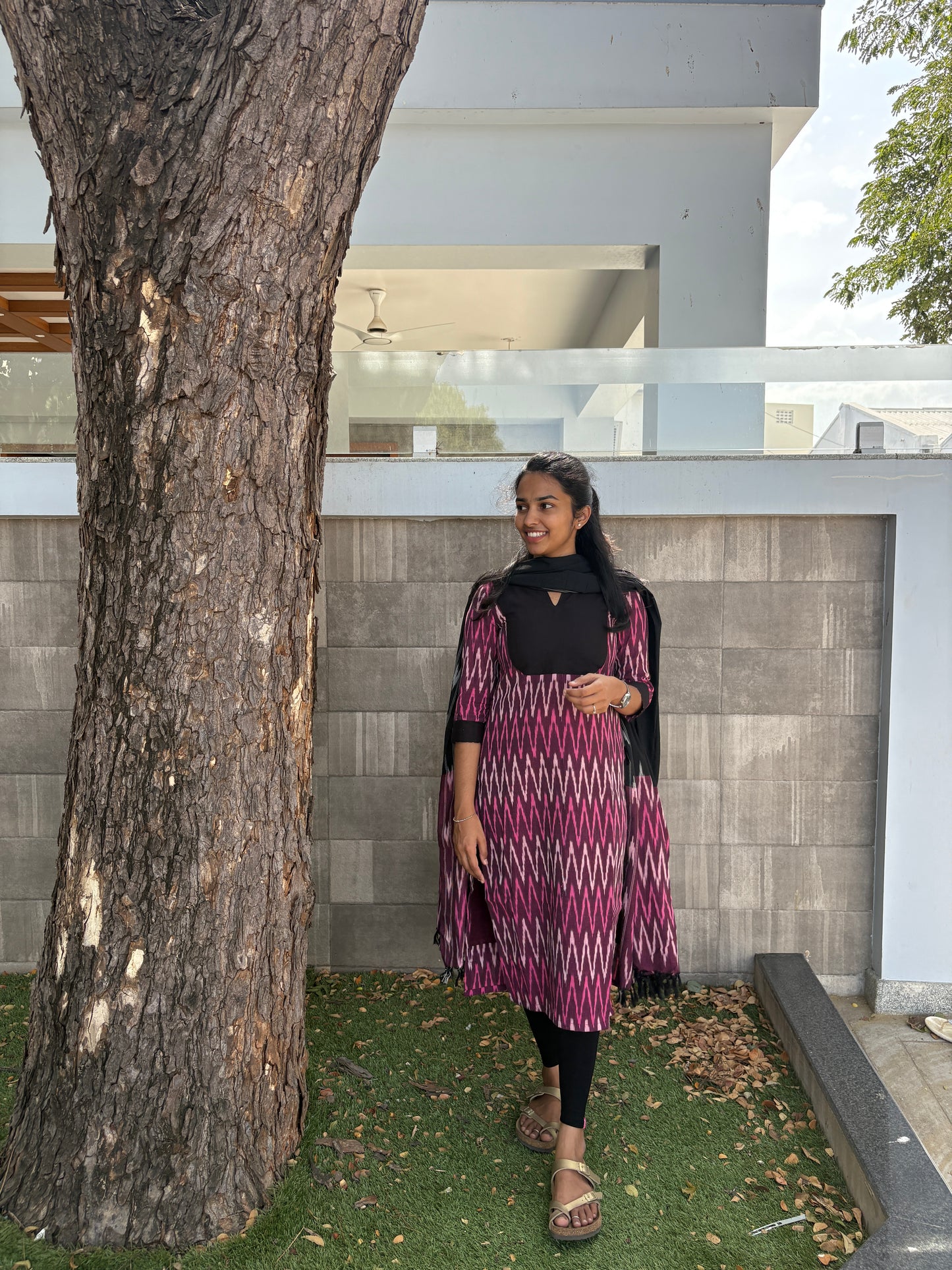Purple ikat suit set