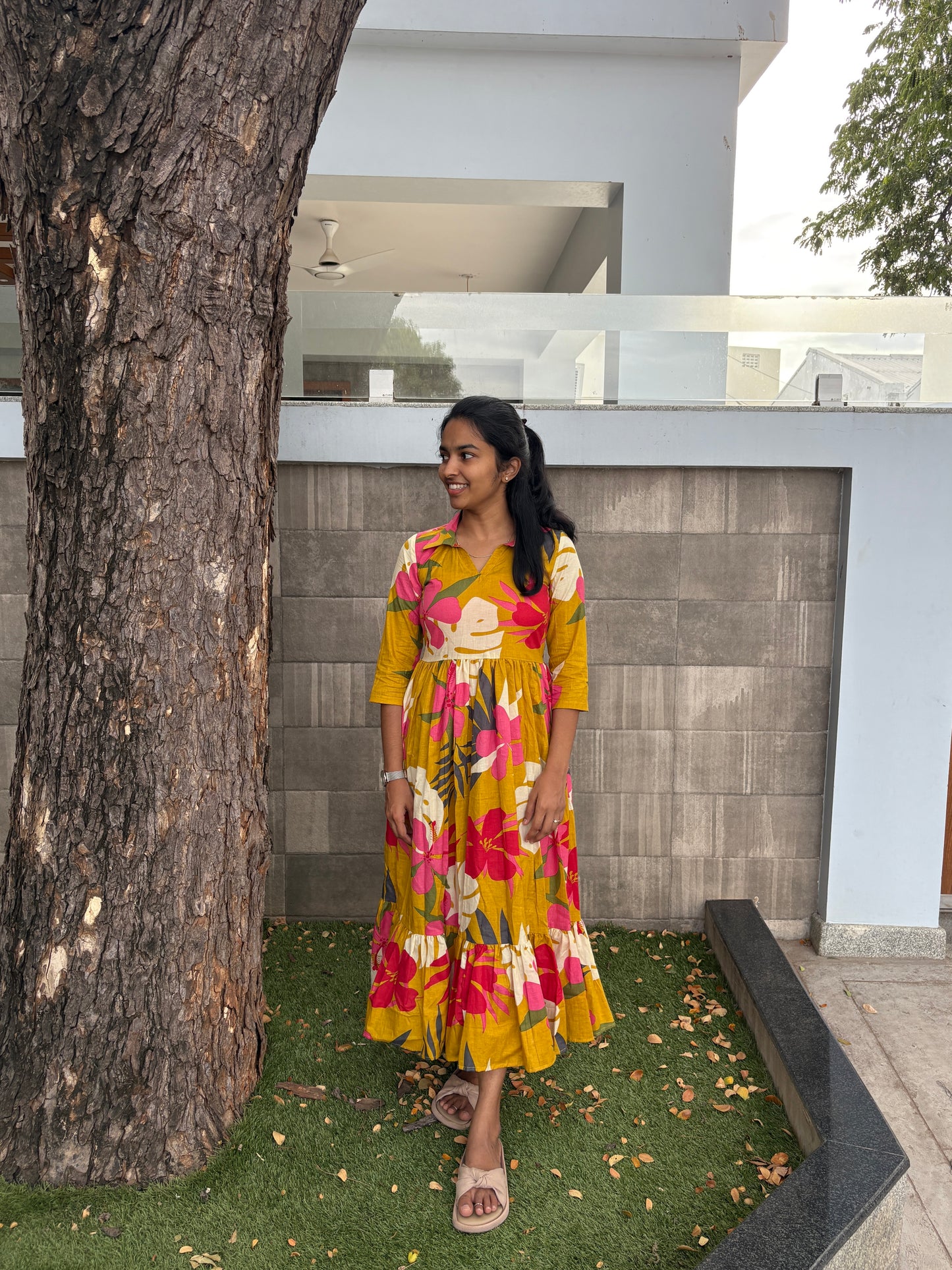 Yellow floral maxi