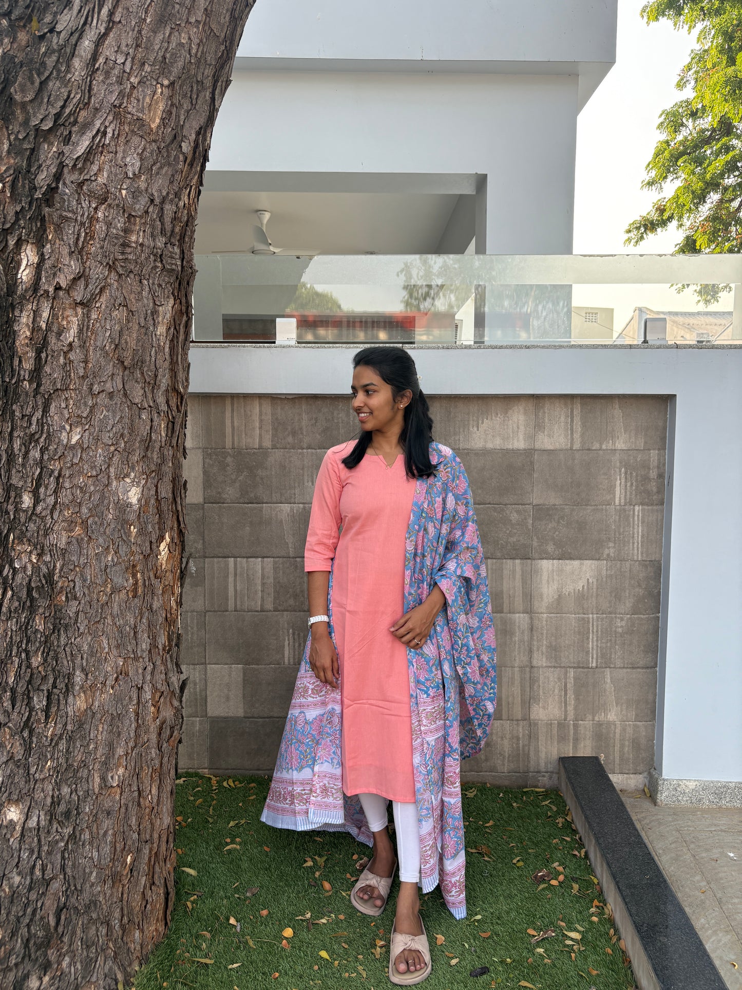 Peach kurti set