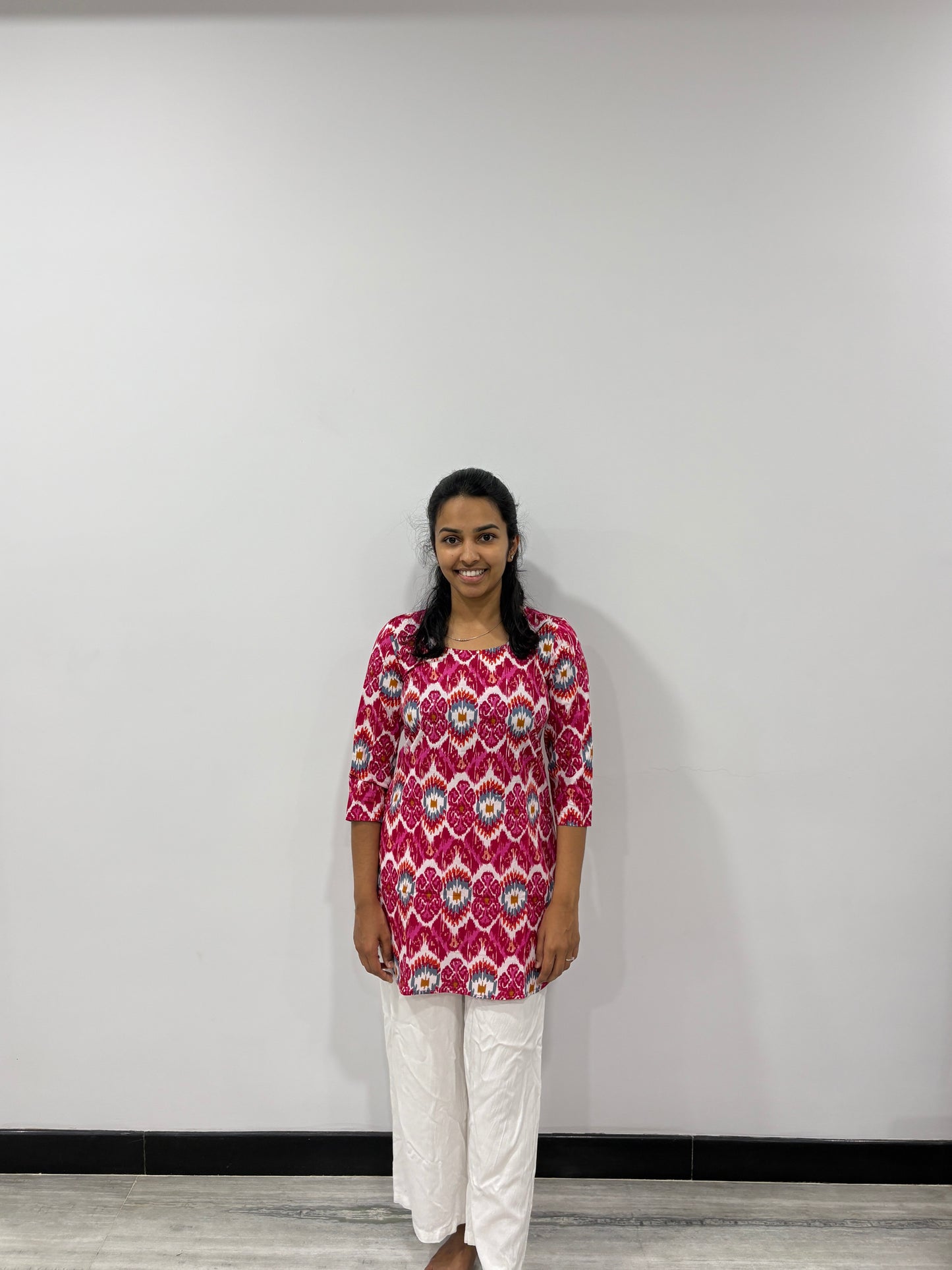 Pink ikat short kurti