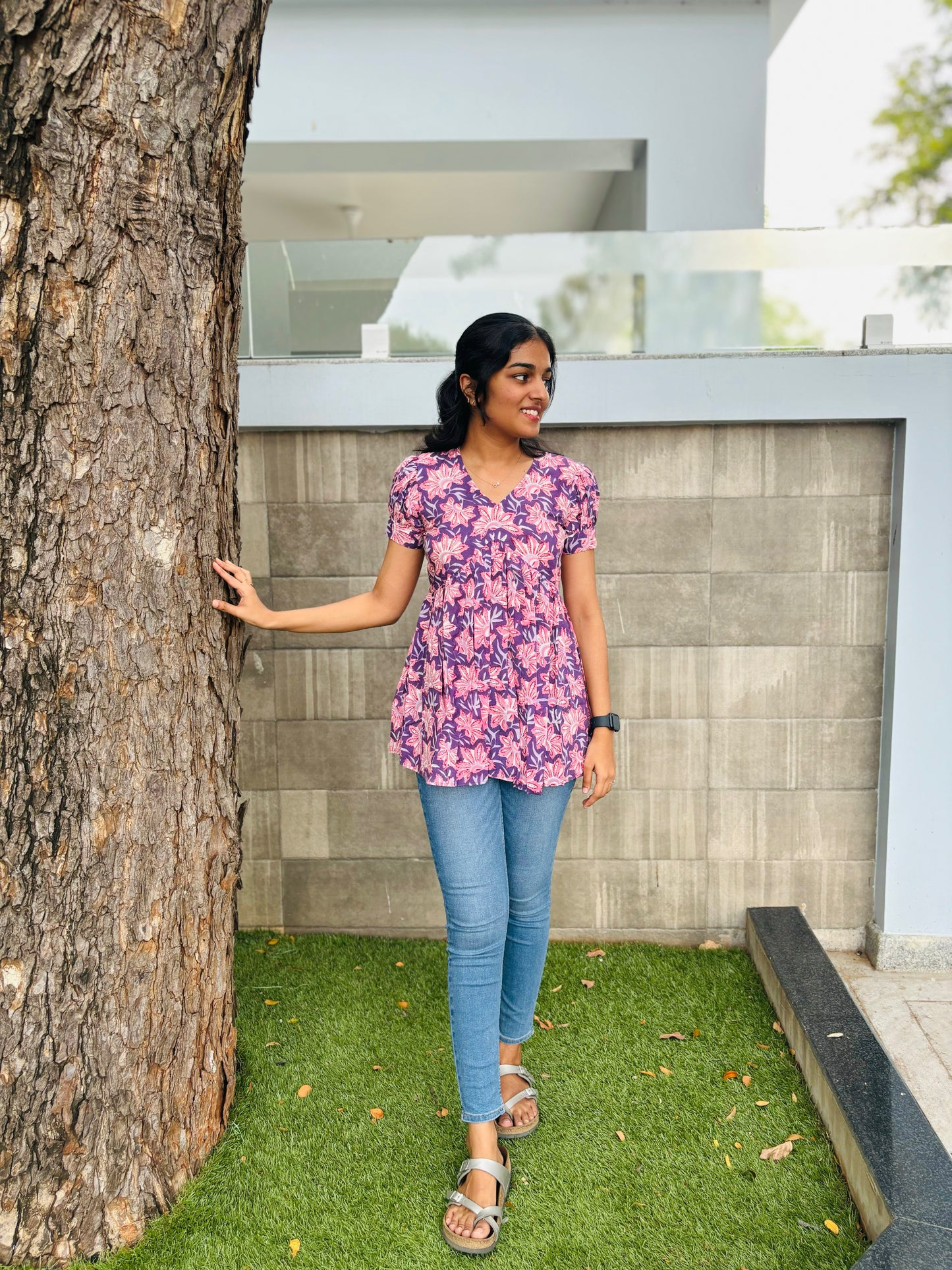 Purple peplum top