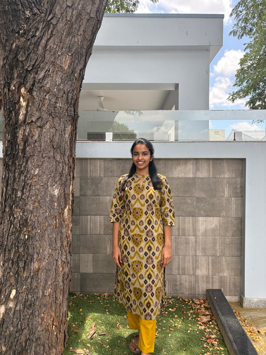 Mustard yellow kurti set