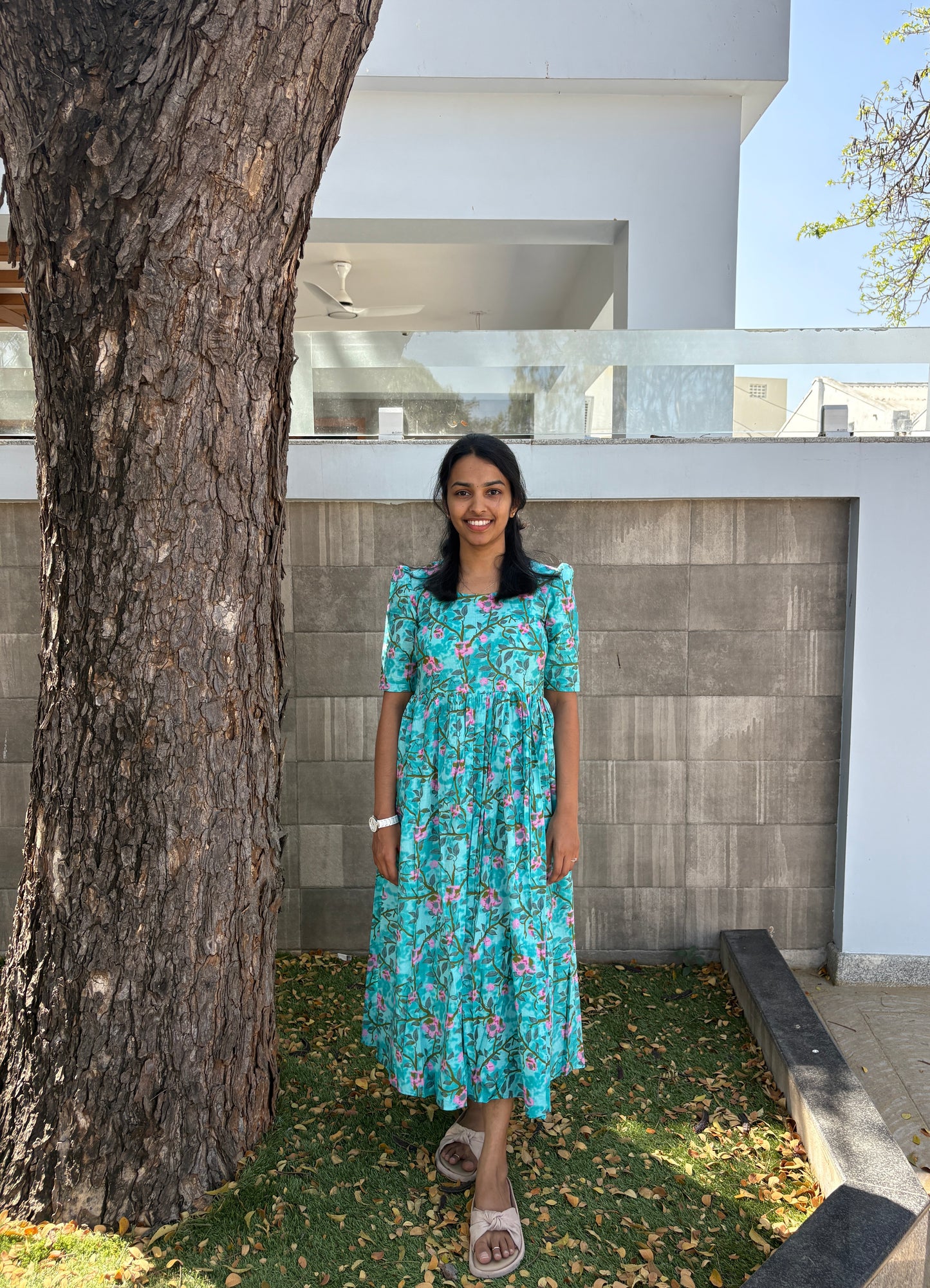 Sky blue floral maxi