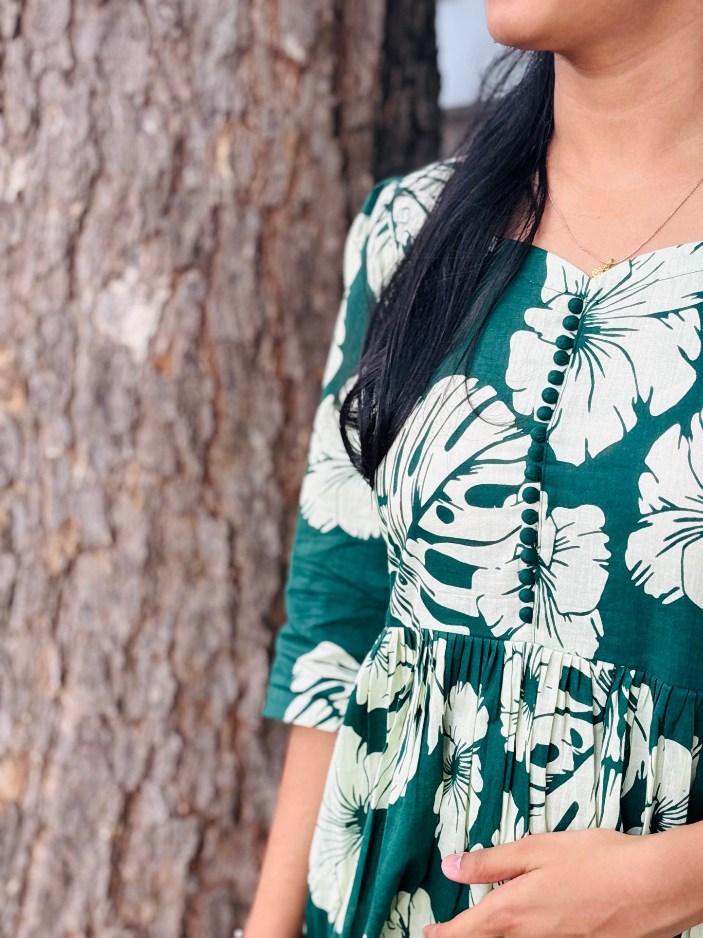 Green leaf anarkali kurti