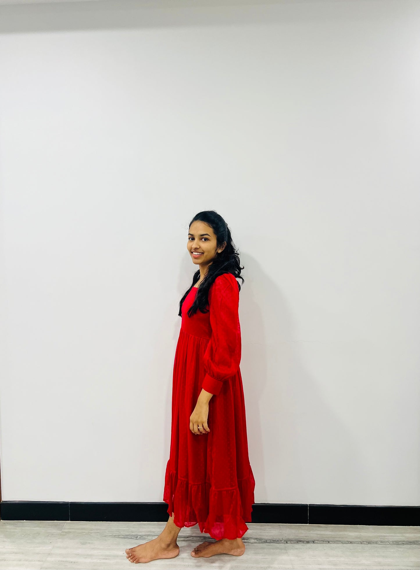 Red chiffon maxi