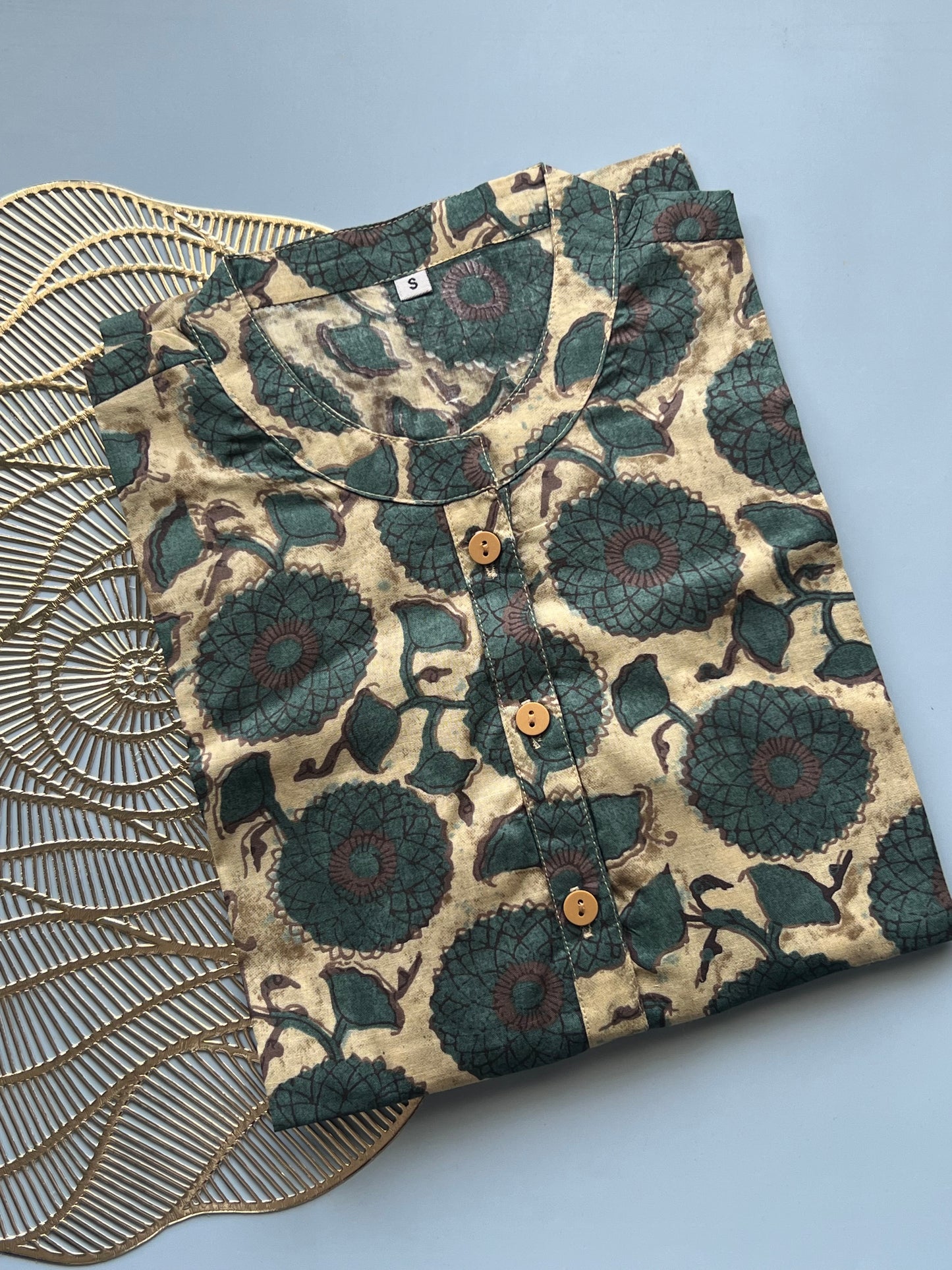 Beige Chinese collar kurti