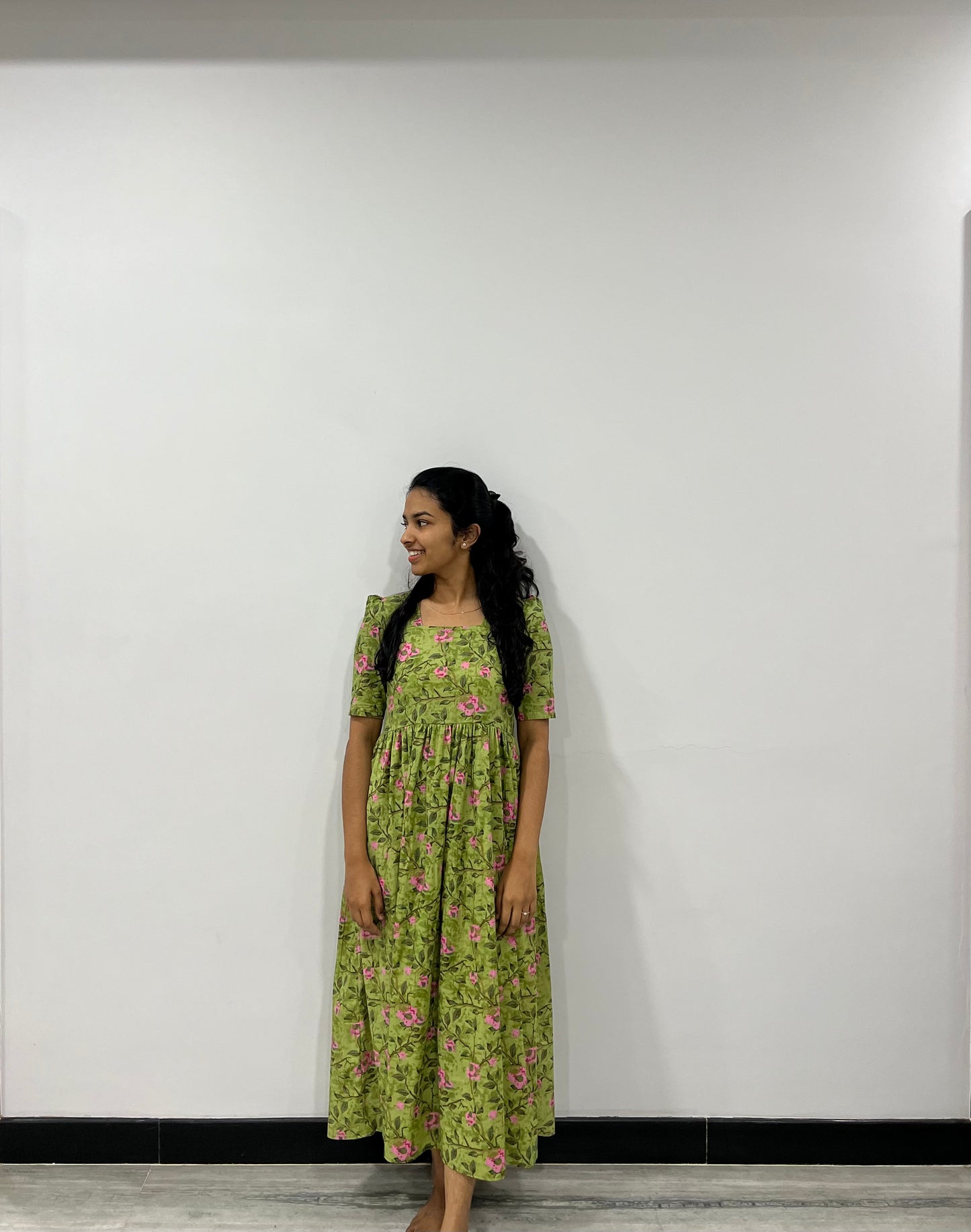 Green floral maxi