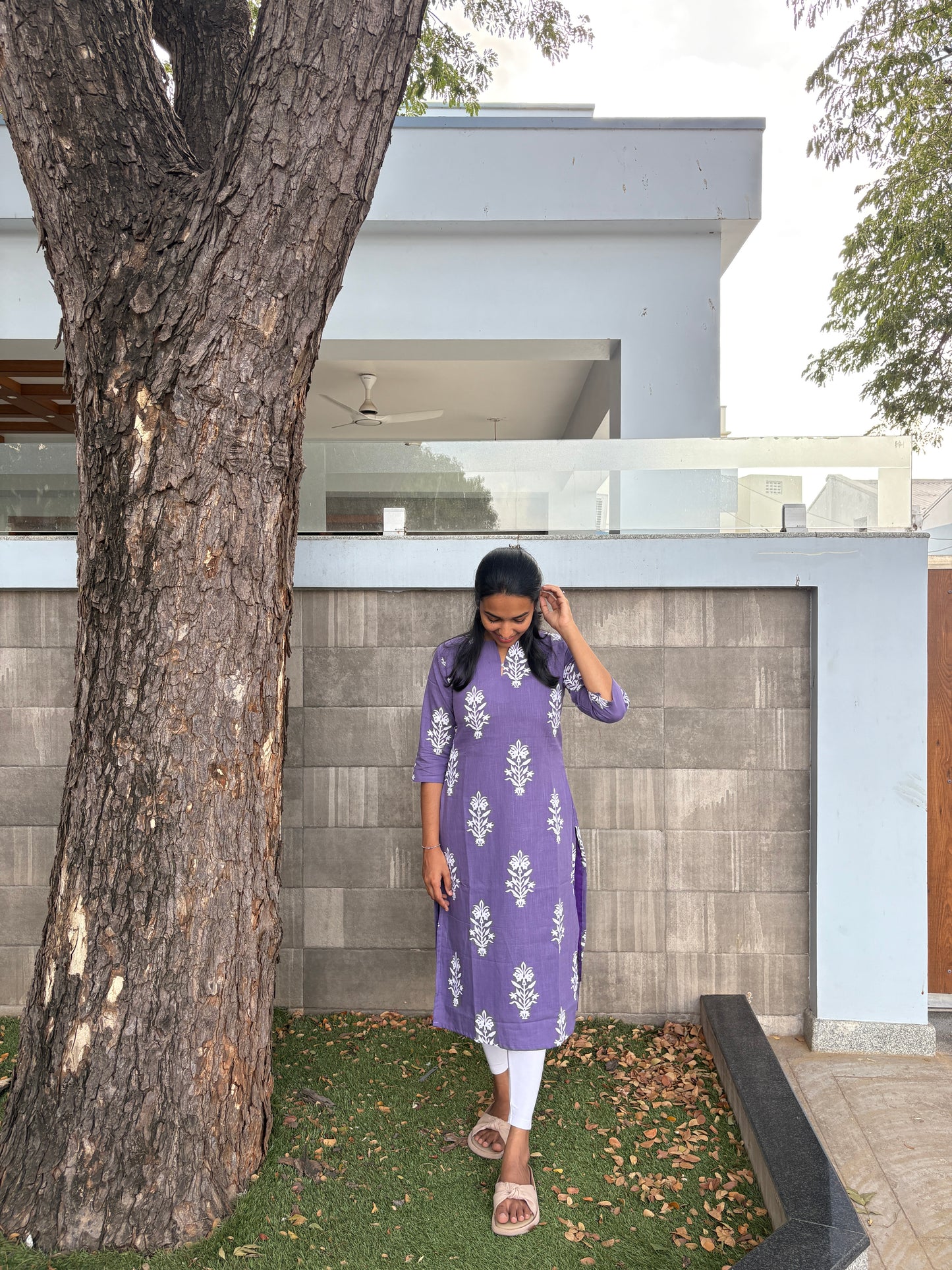 Purple floral kurti