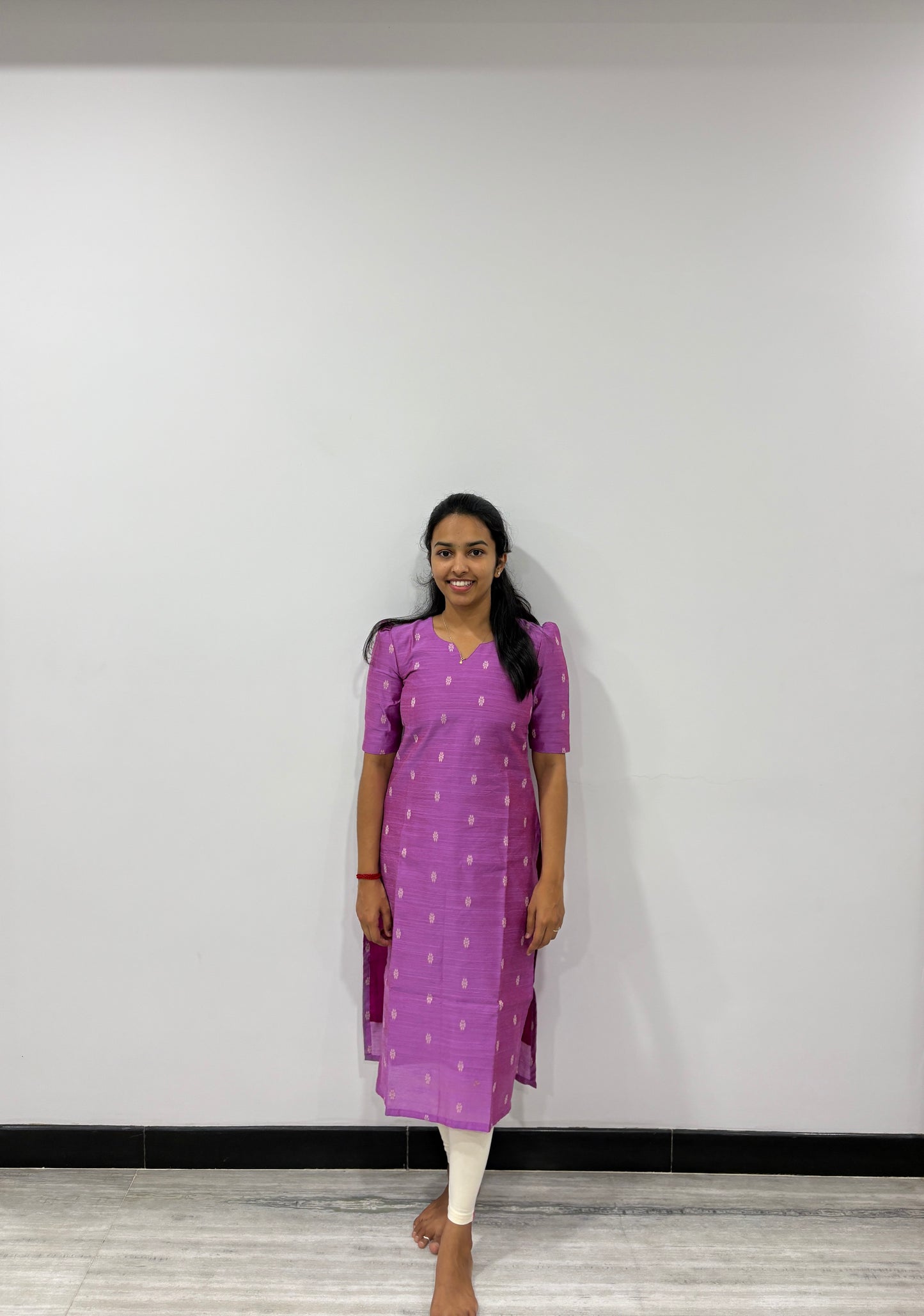 Purple slub silk kurti