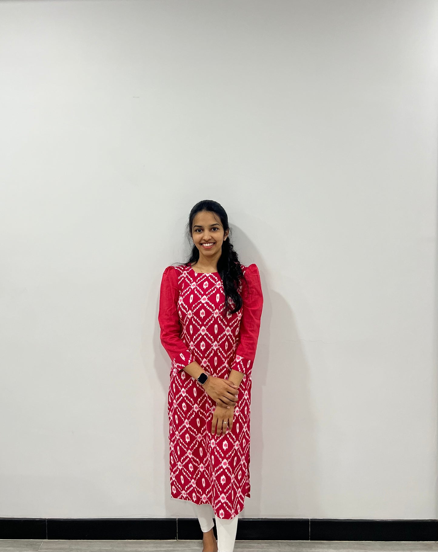 Dark pink ikkat kurti