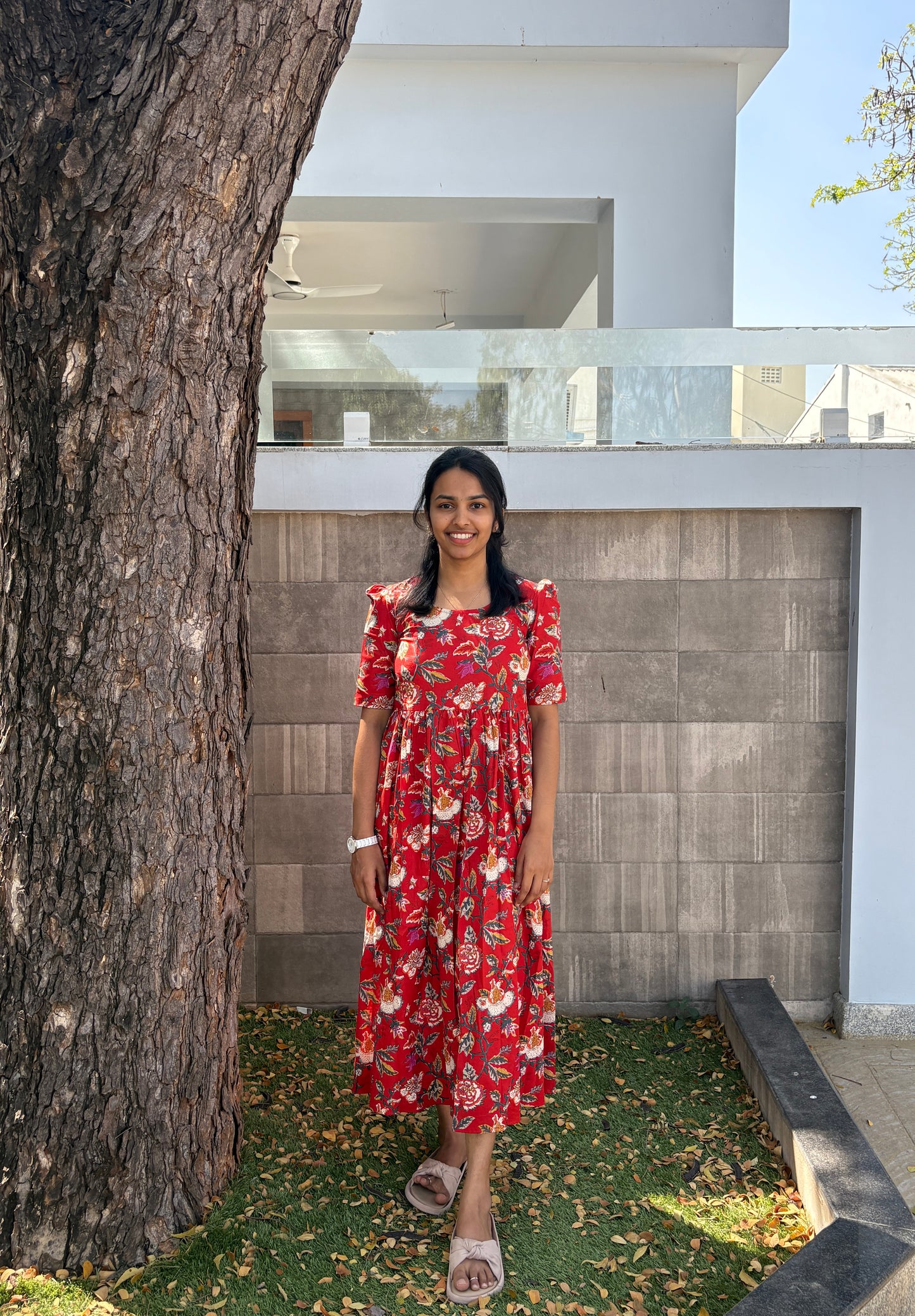 Red floral maxi