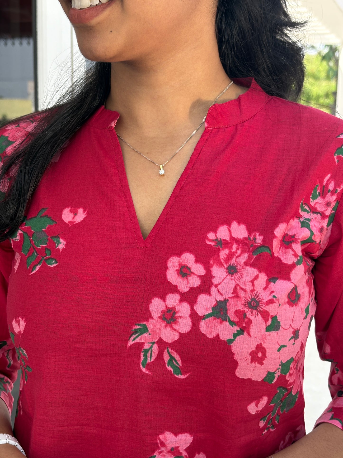 Red floral kurti