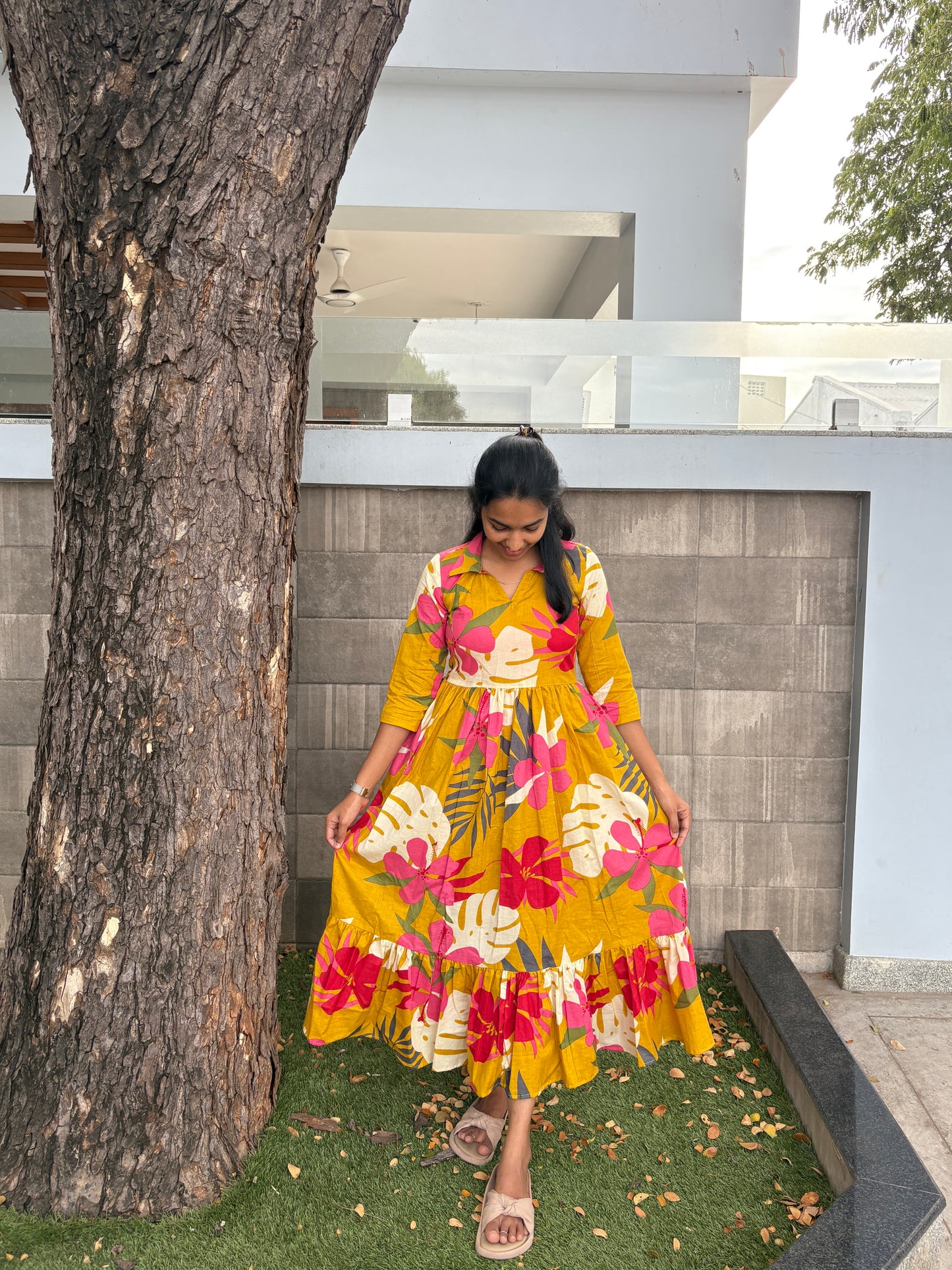Yellow floral maxi
