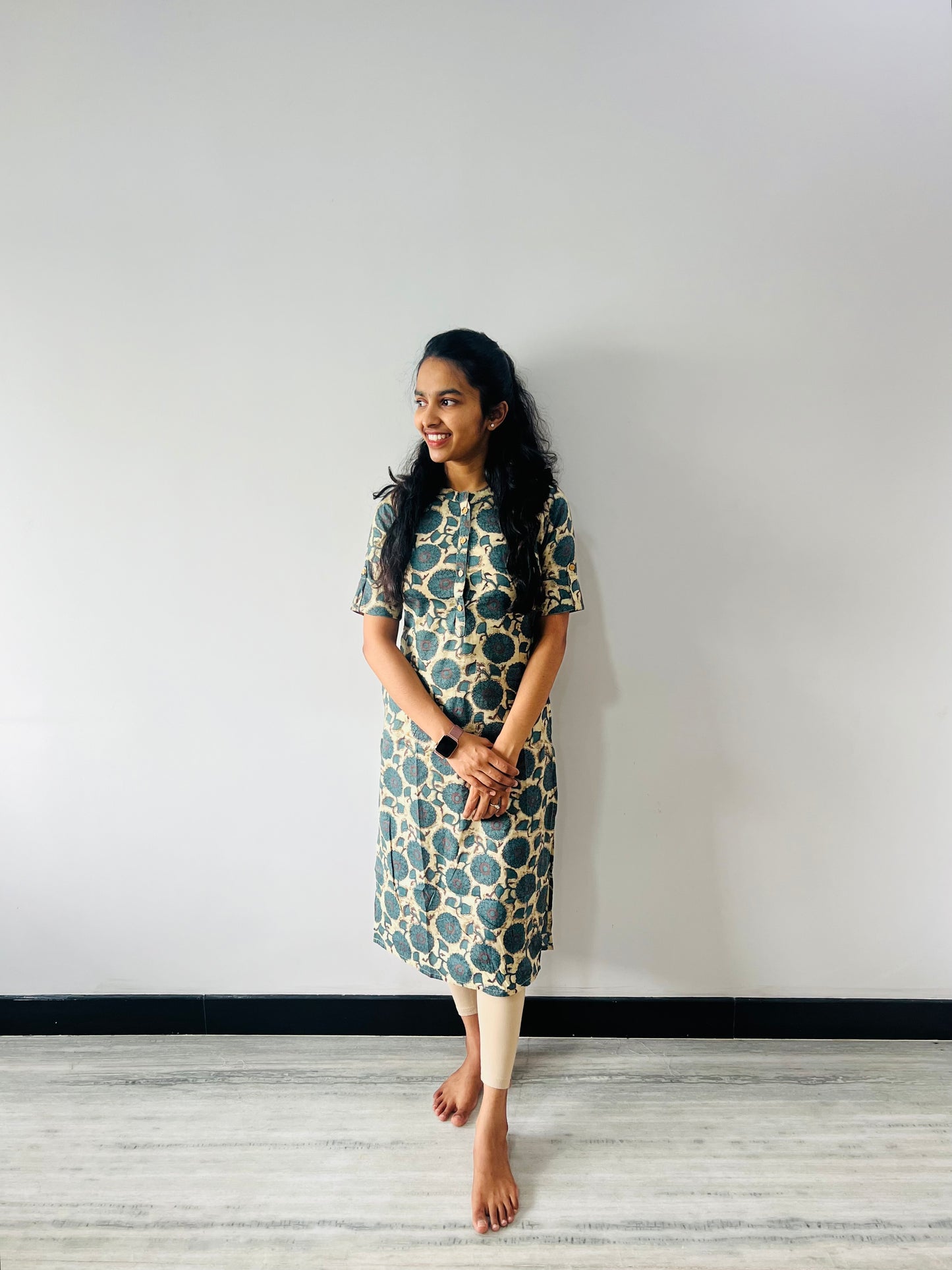 Beige Chinese collar kurti