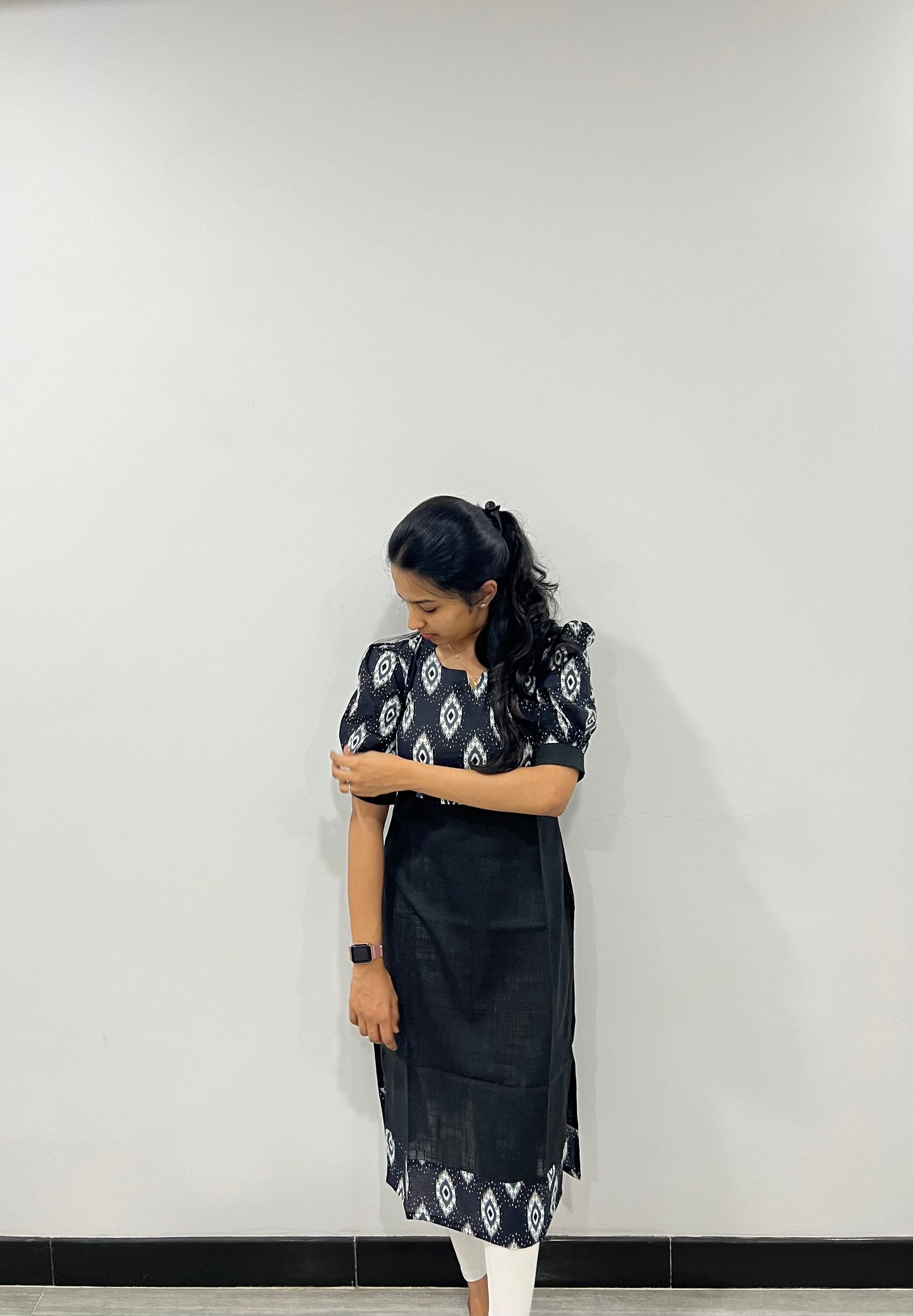 Black ikkat kurti