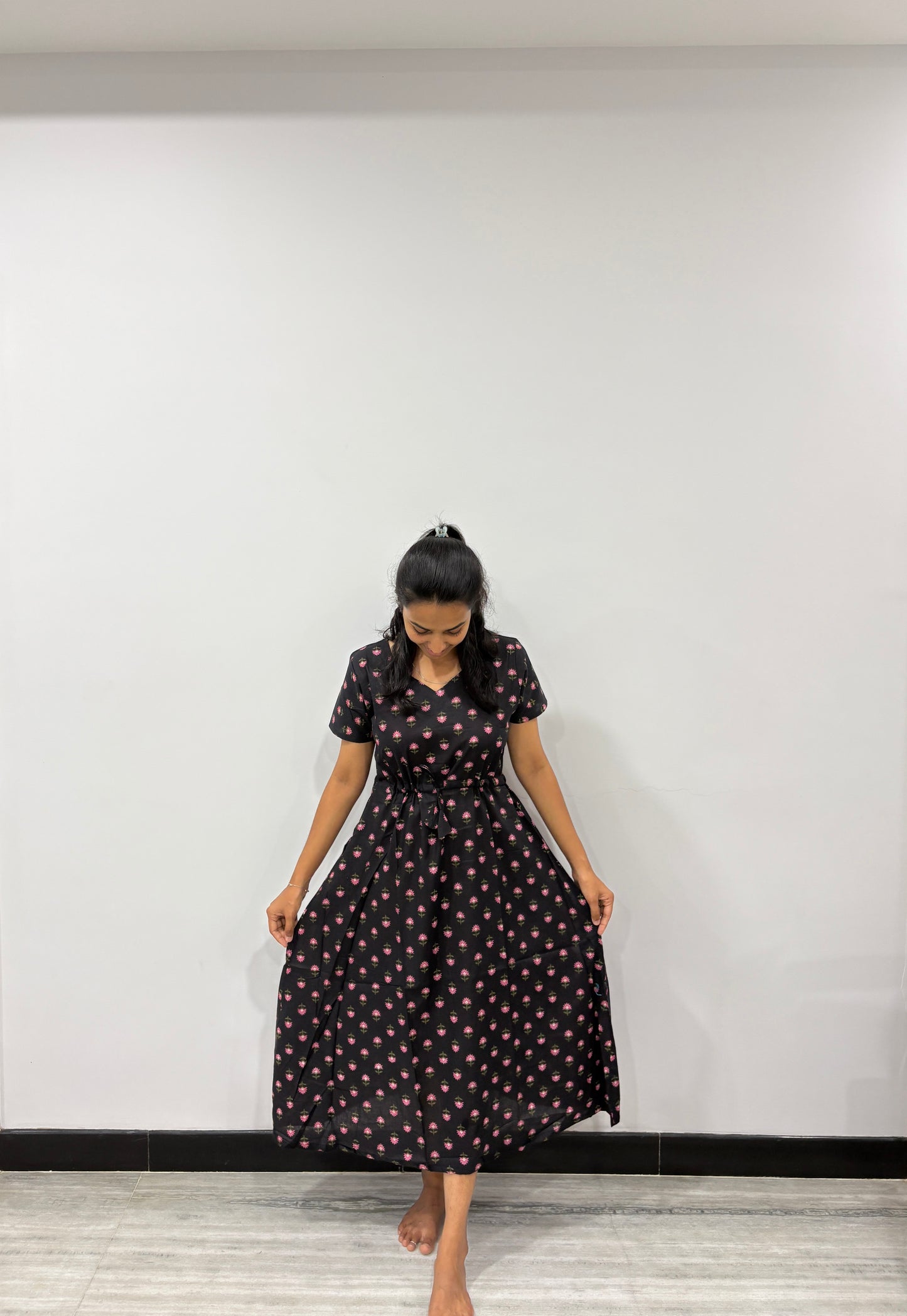Black floral kaftan