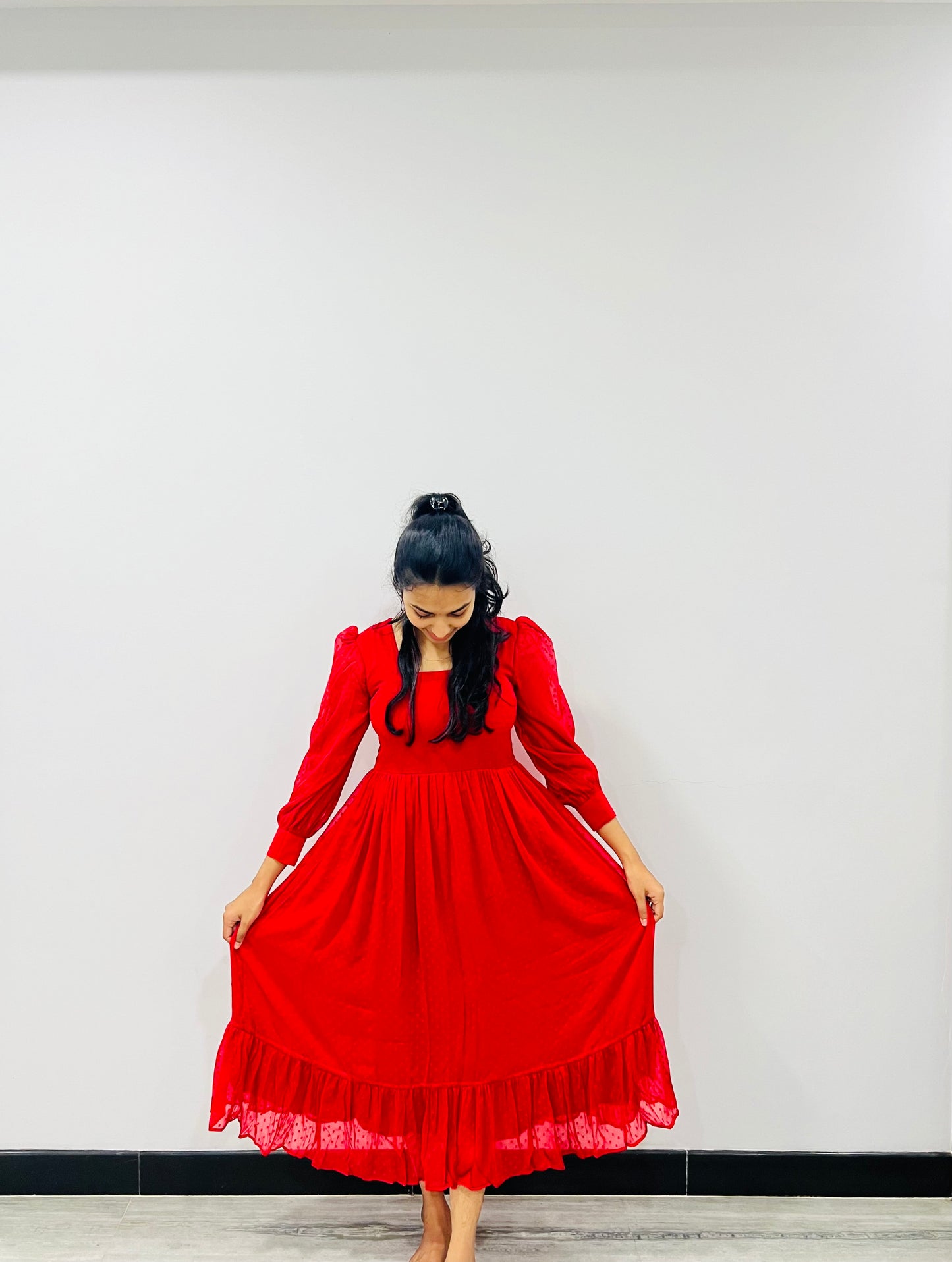Red chiffon maxi