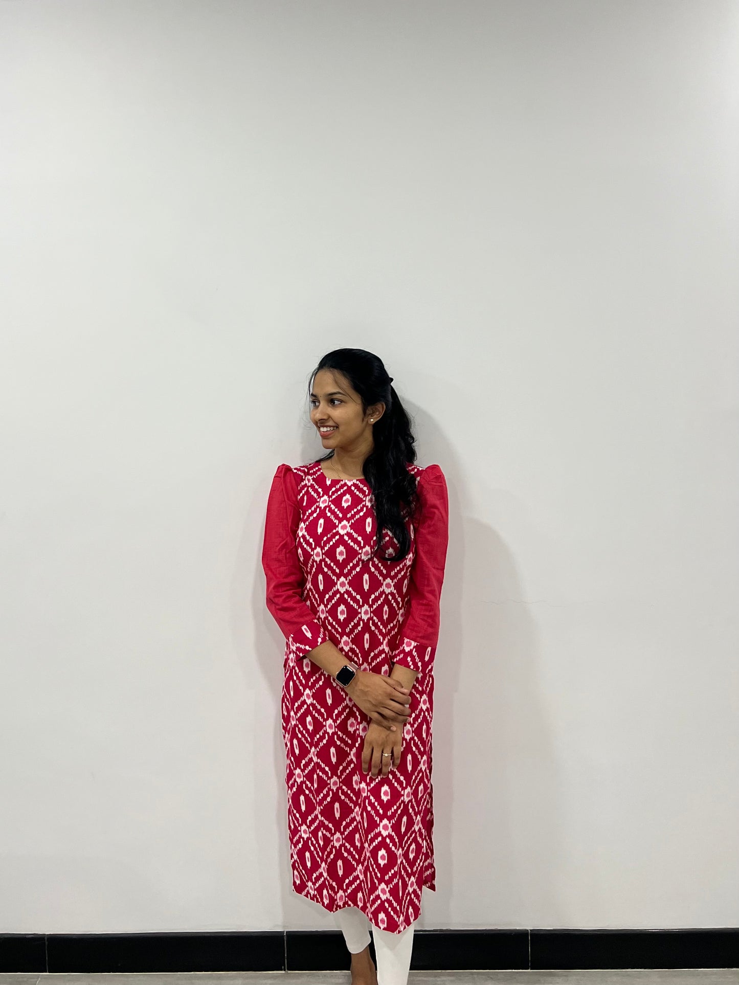Dark pink ikkat kurti