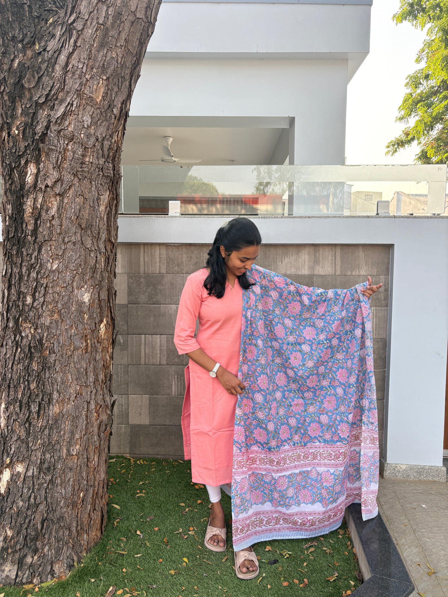 Peach kurti set