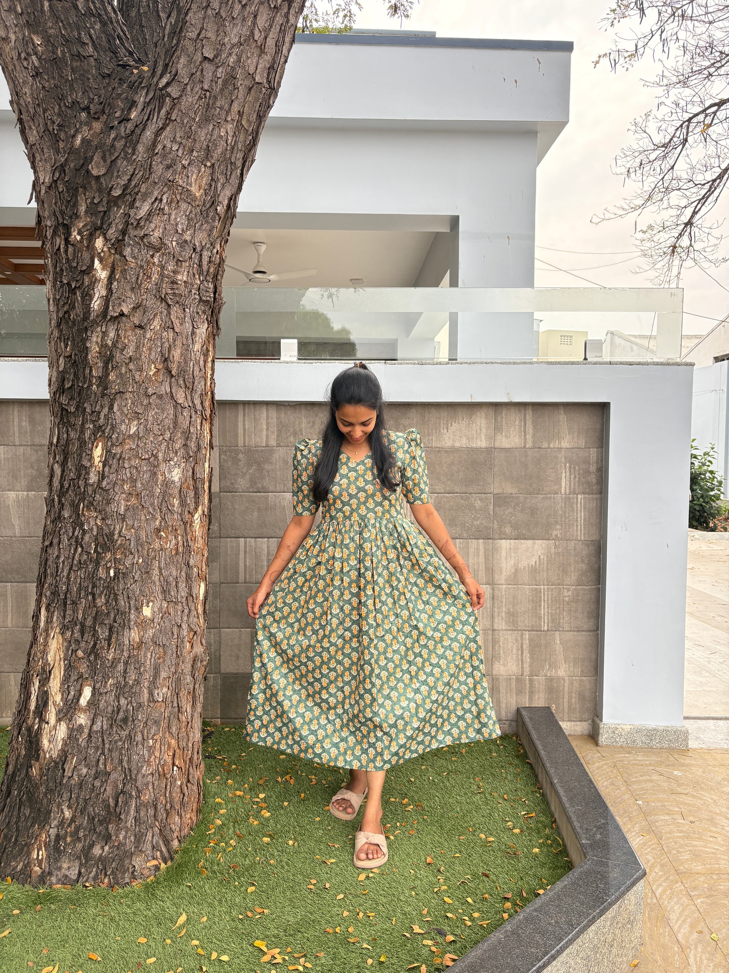 Sea green floral maxi