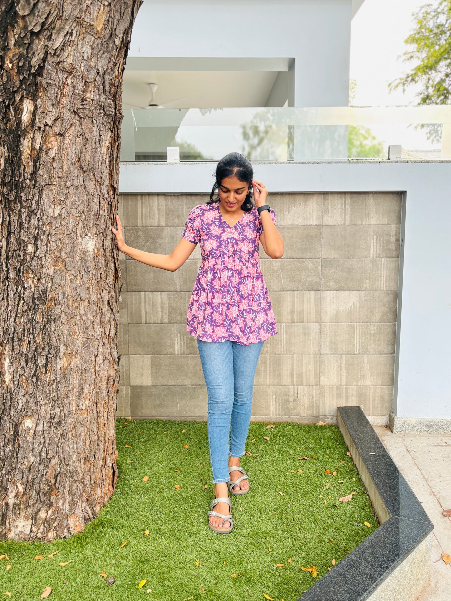 Purple peplum top