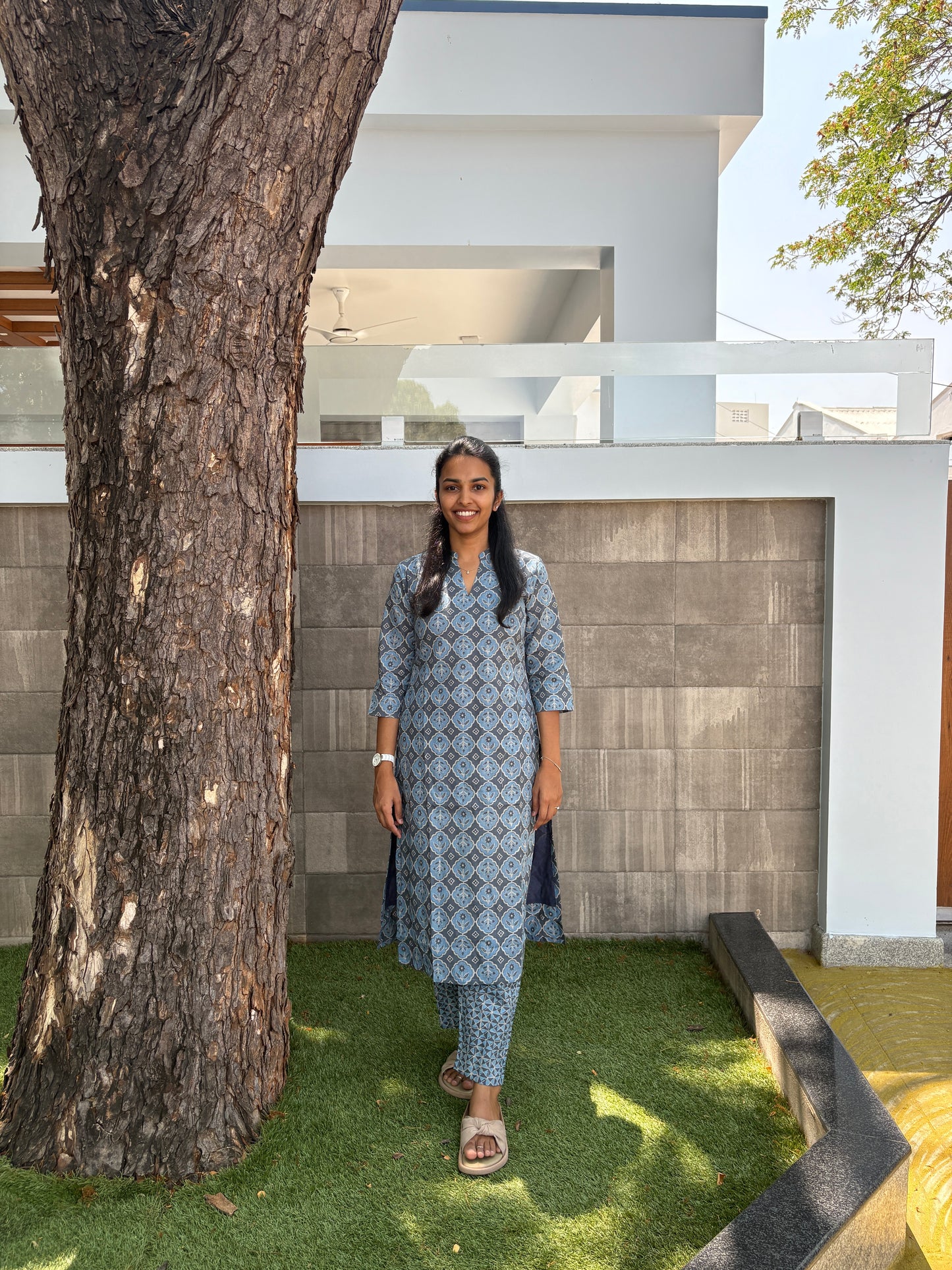 Blue grey kurti set