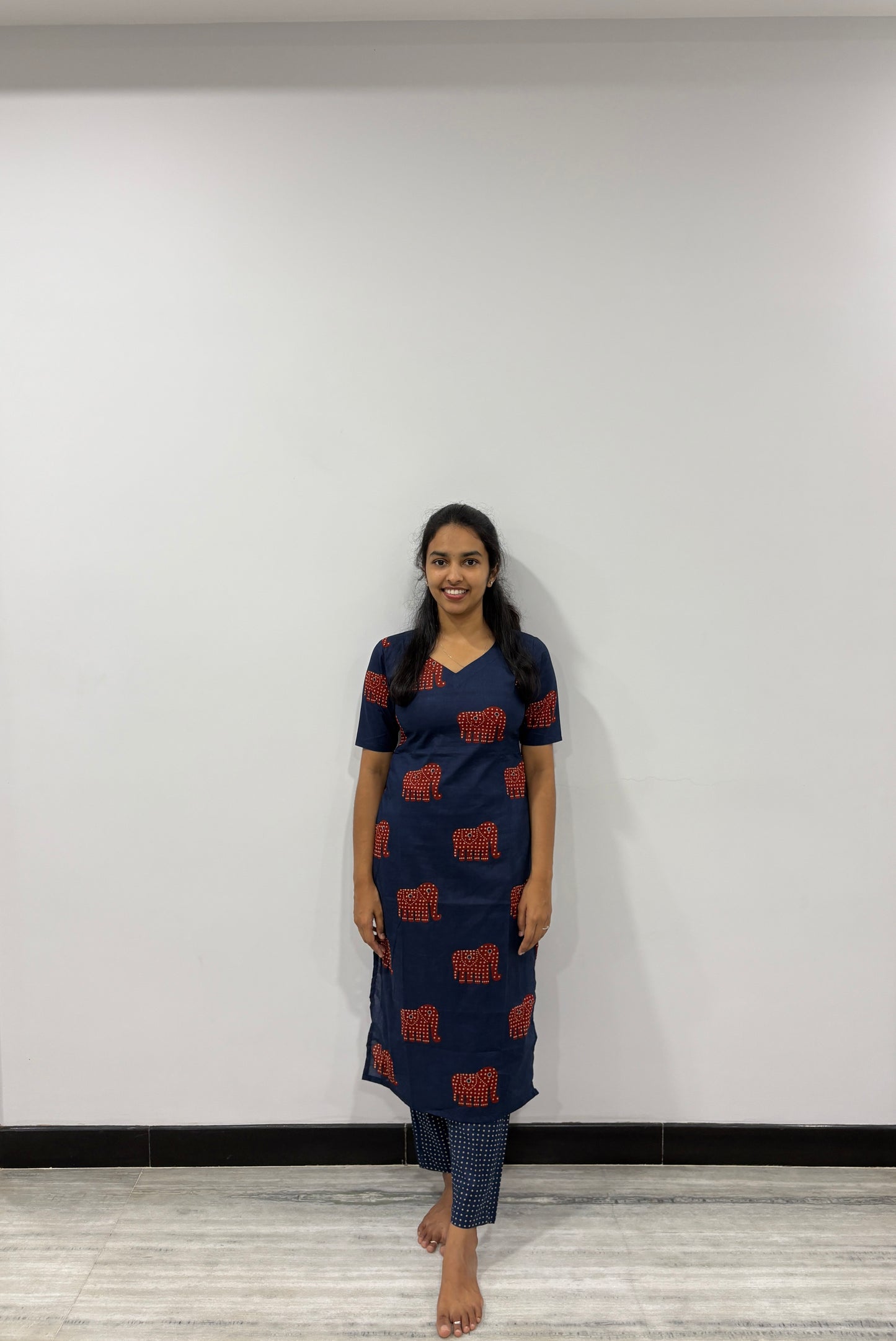 Navy blue elephant kurti set