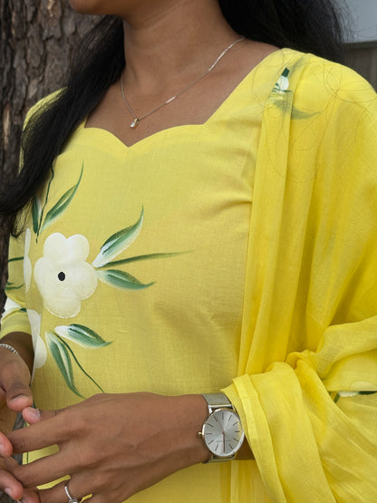 Yellow hand painted suit set