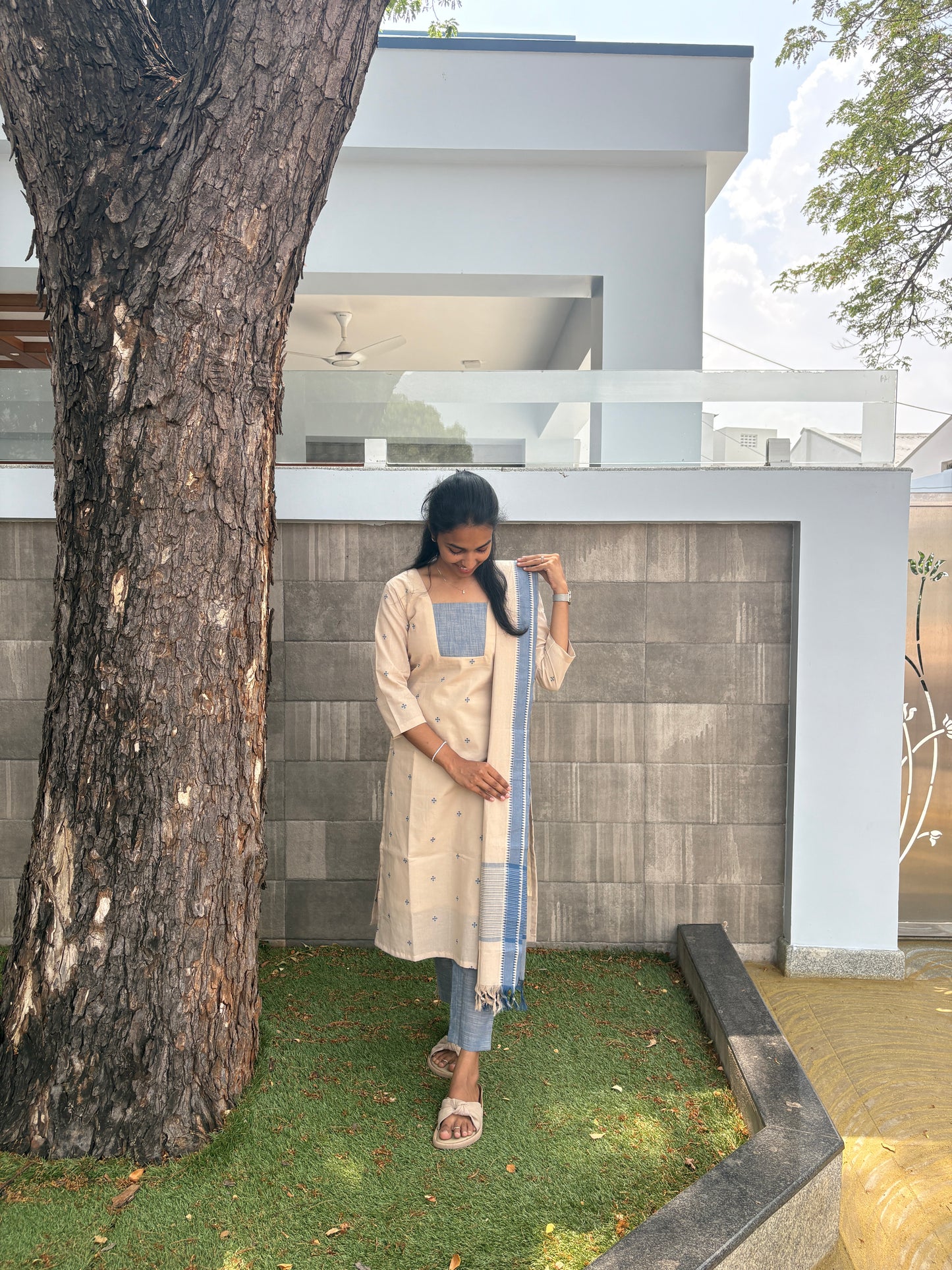Beige cotton set
