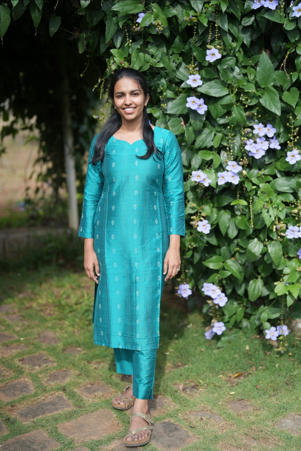 Teal green kurti set