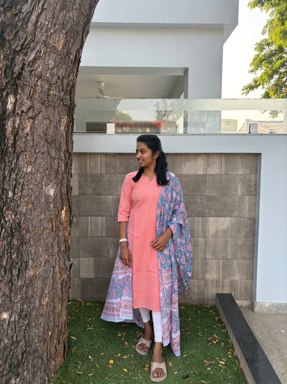 Peach kurti set