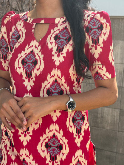 Pink ikat kurti (TF193)