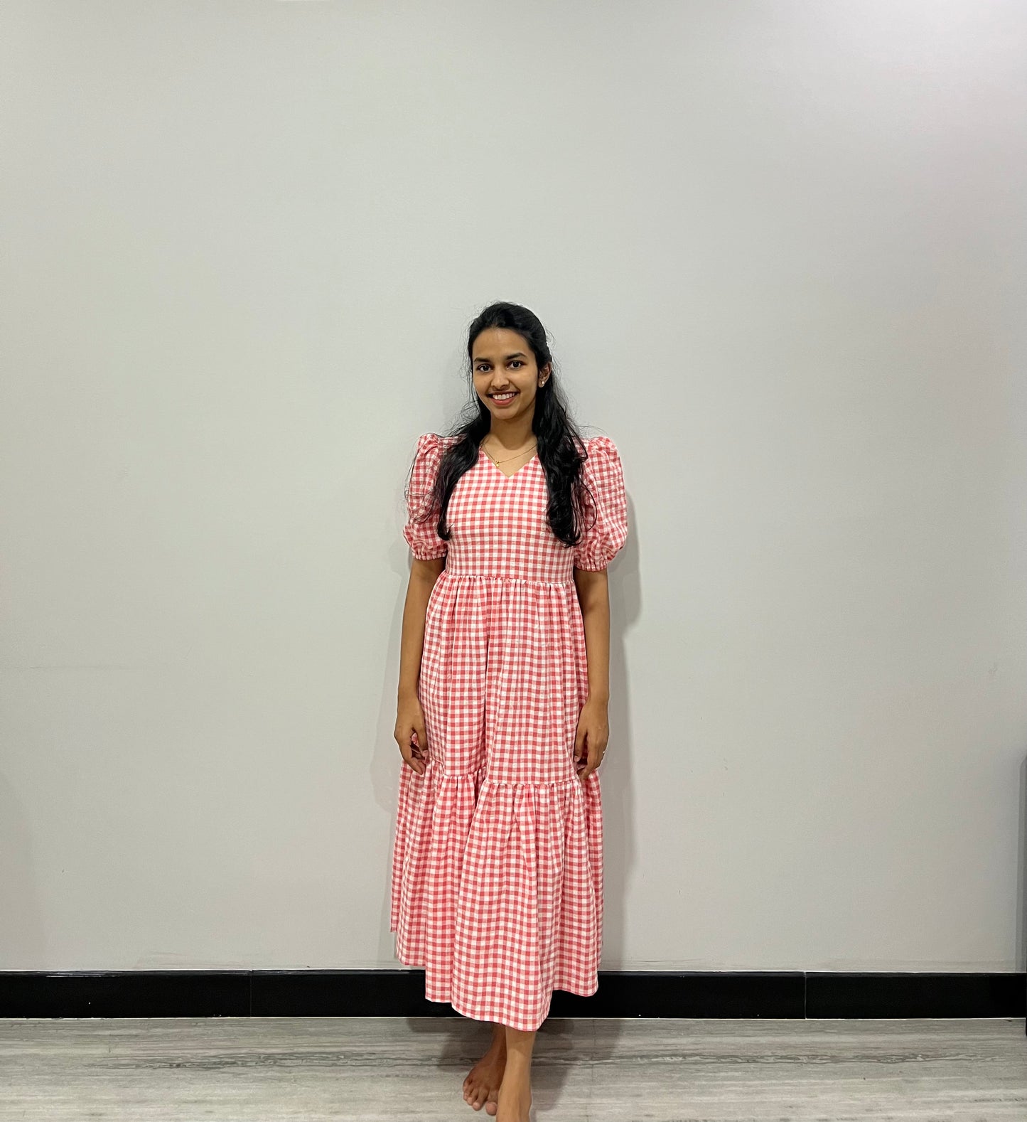 Pure cotton checked maxi