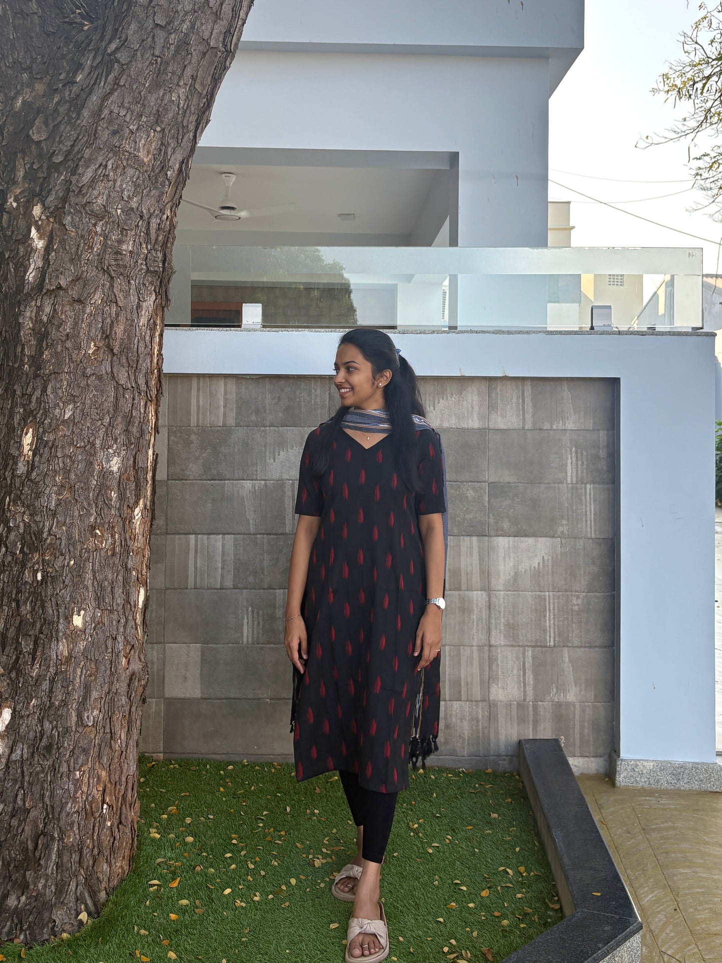 Black & grey ikat suit set