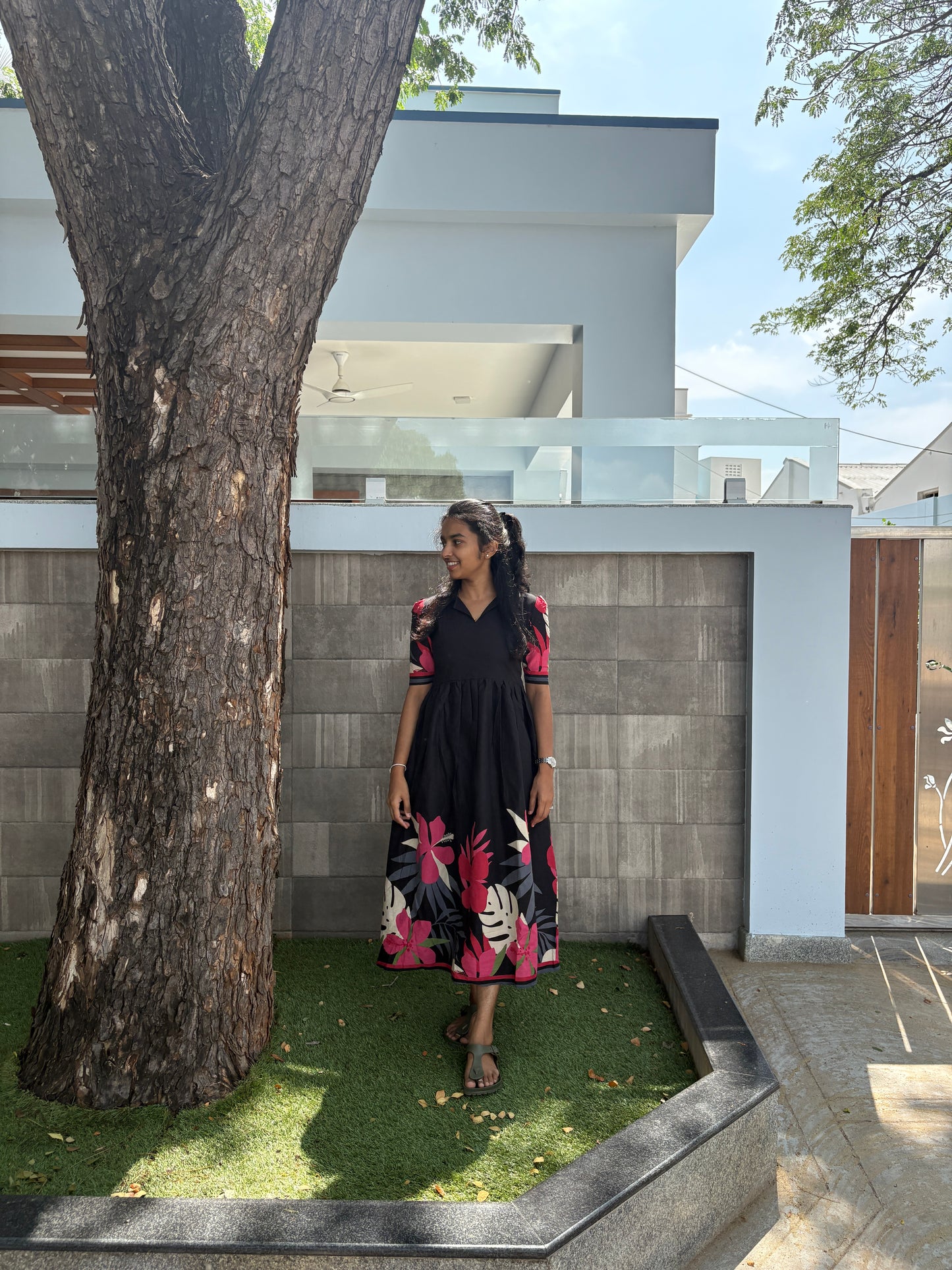 Black floral maxi