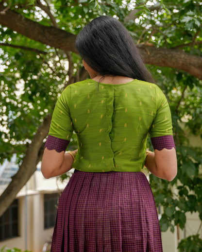 Purple and green skirt set