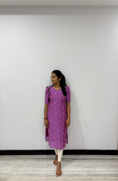 Purple slub silk kurti
