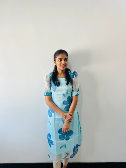 Sky blue organza kurti