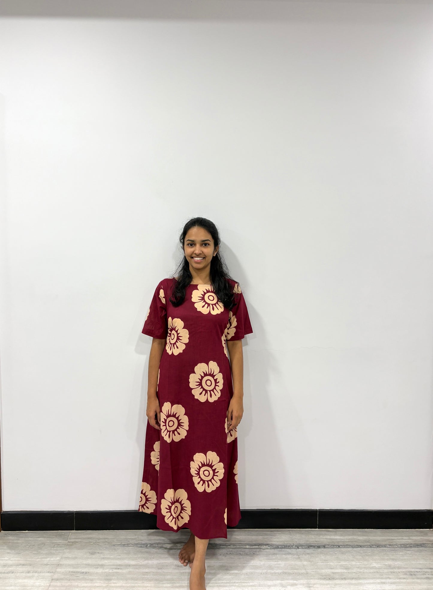 Red floral maxi style nighty