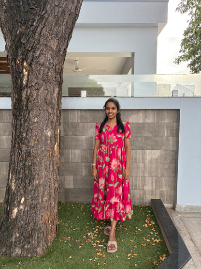 Pink cotton floral maxi