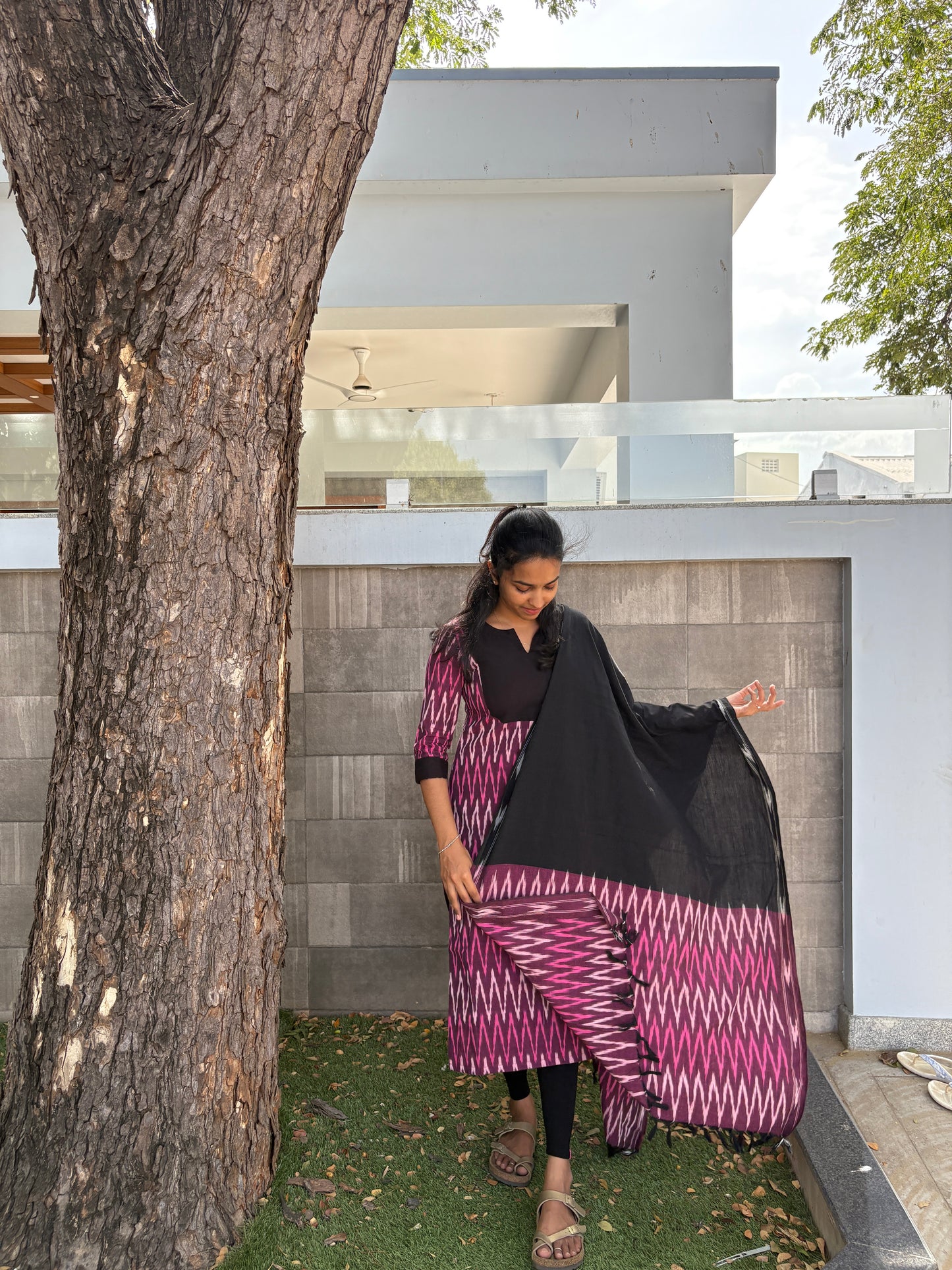 Purple ikat suit set