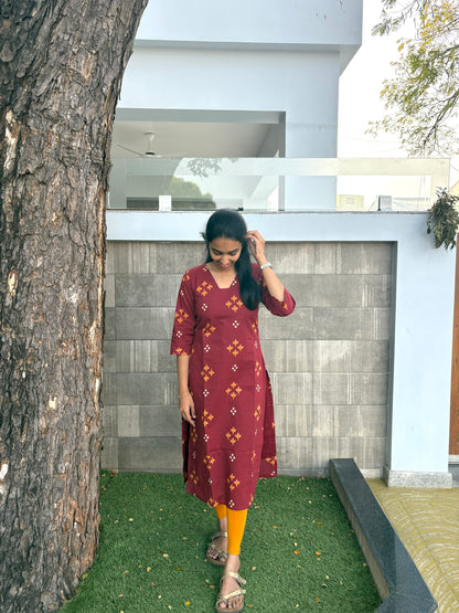 Maroon floral kurti