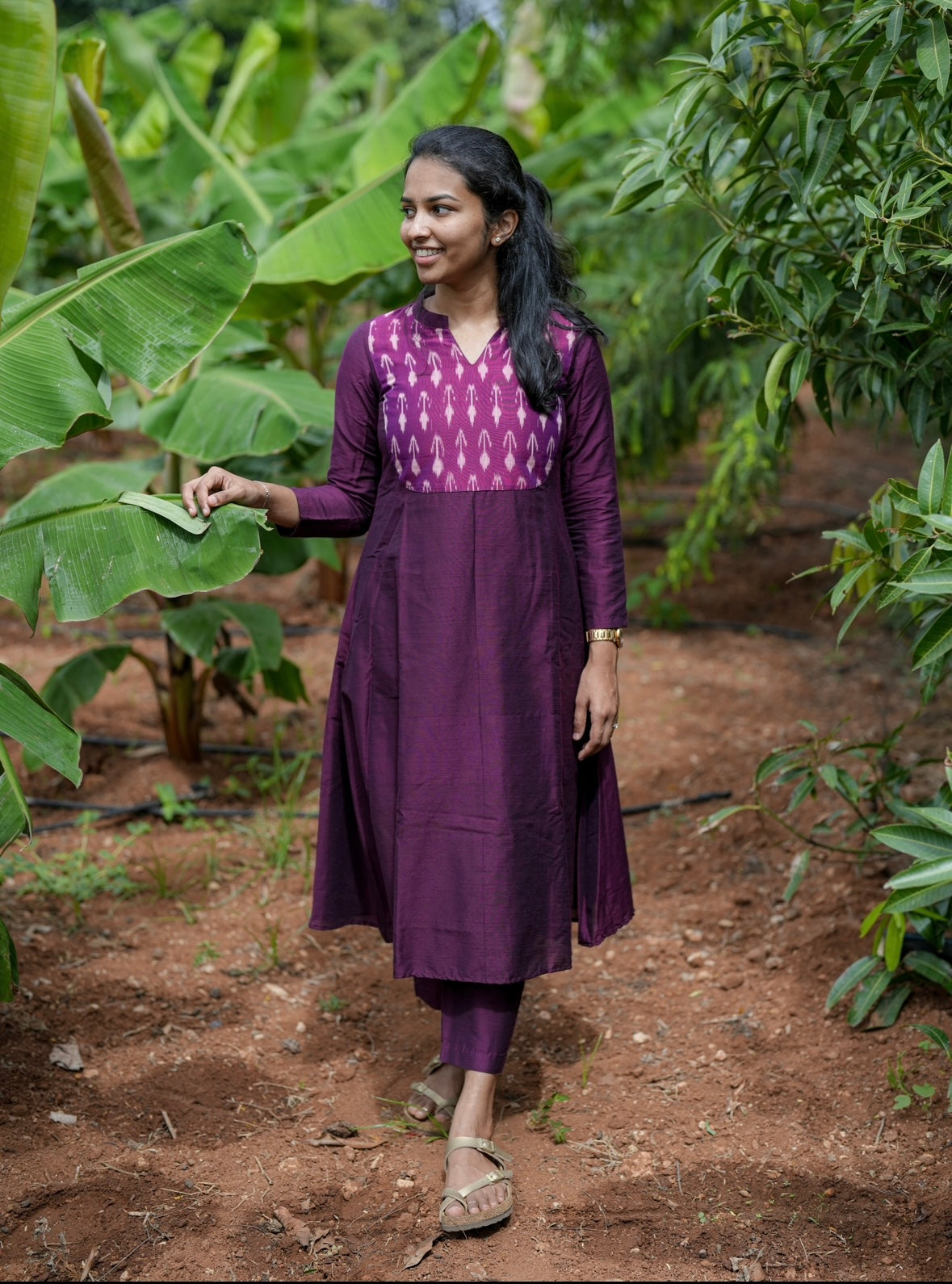 Purple Aline kurti set