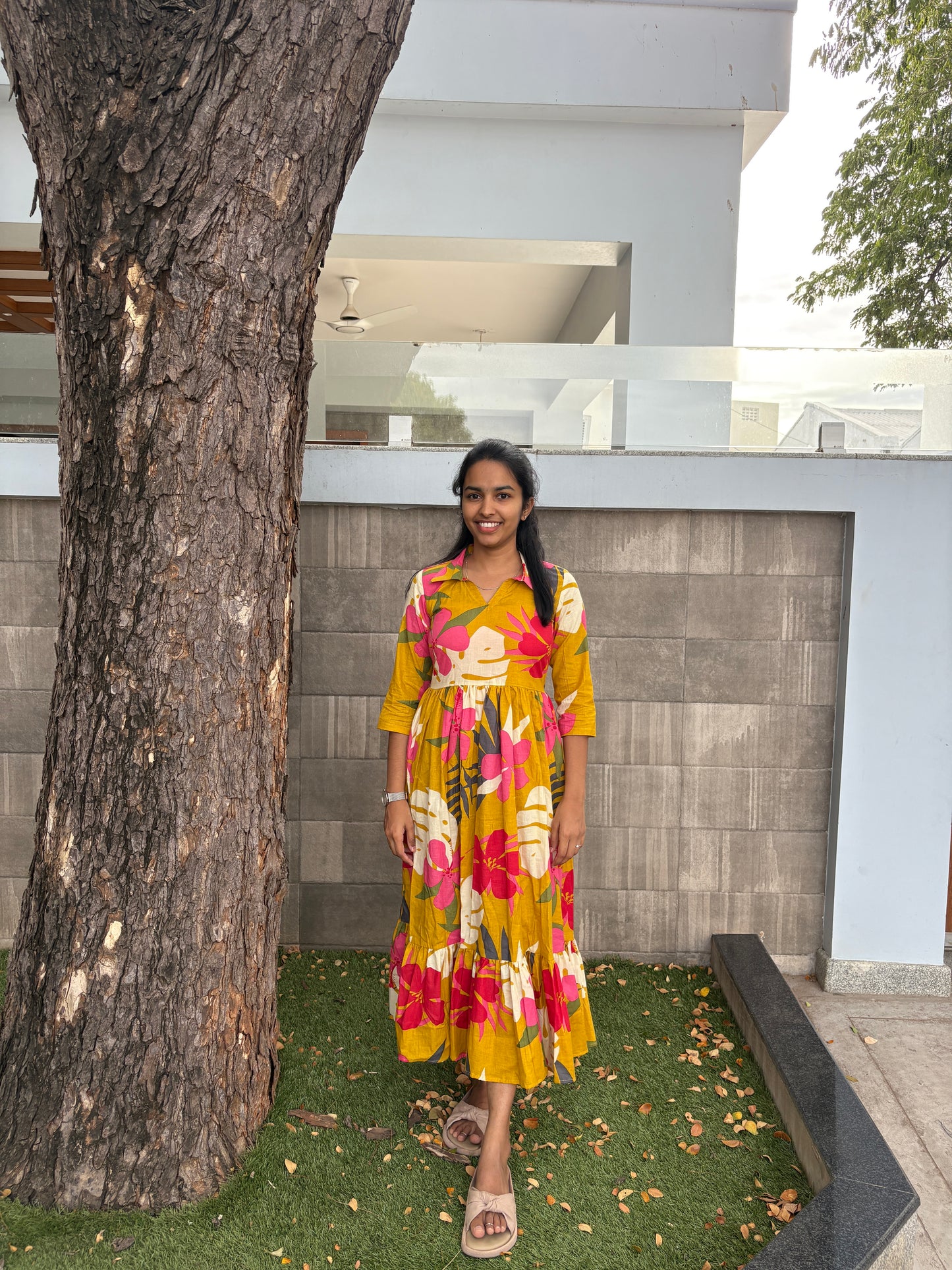 Yellow floral maxi