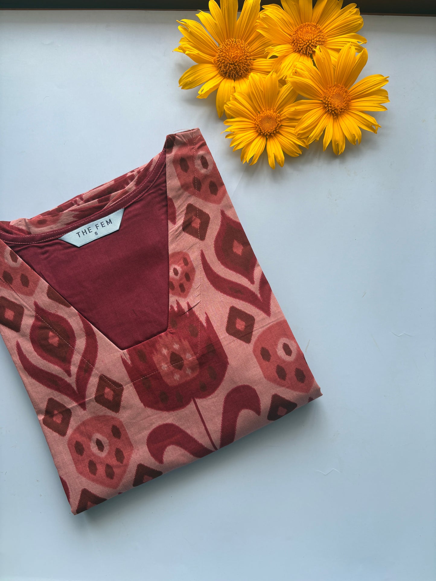 Red abstract print kurti