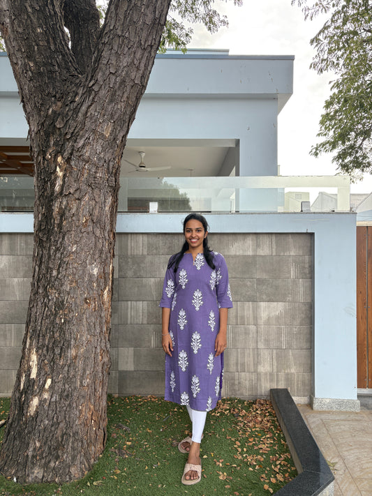 Purple floral kurti
