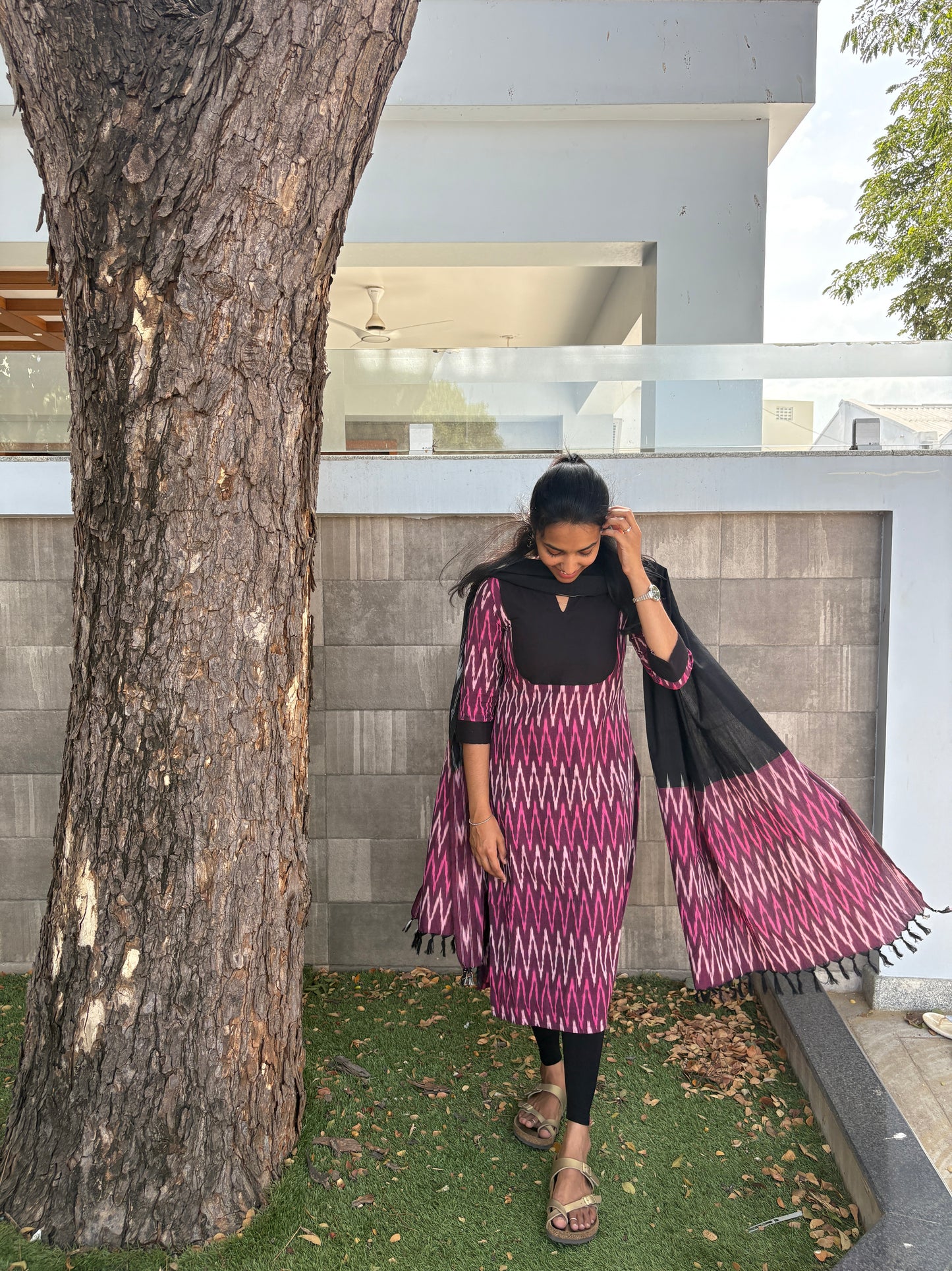 Purple ikat suit set