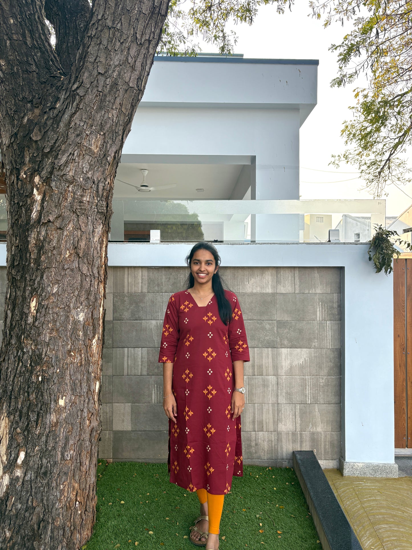 Maroon floral kurti