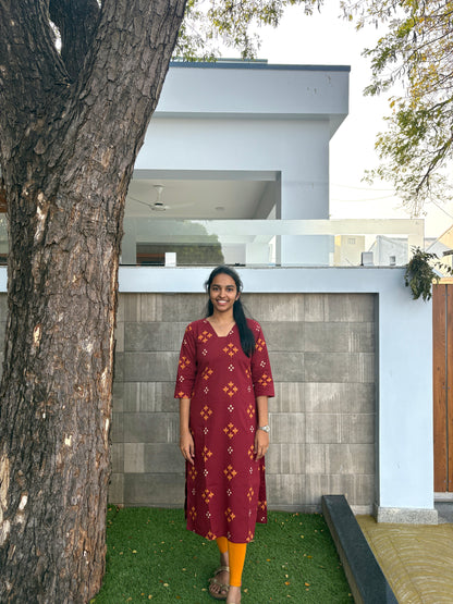 Maroon floral kurti
