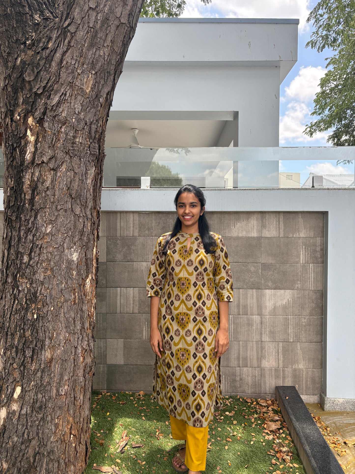 Mustard yellow kurti set